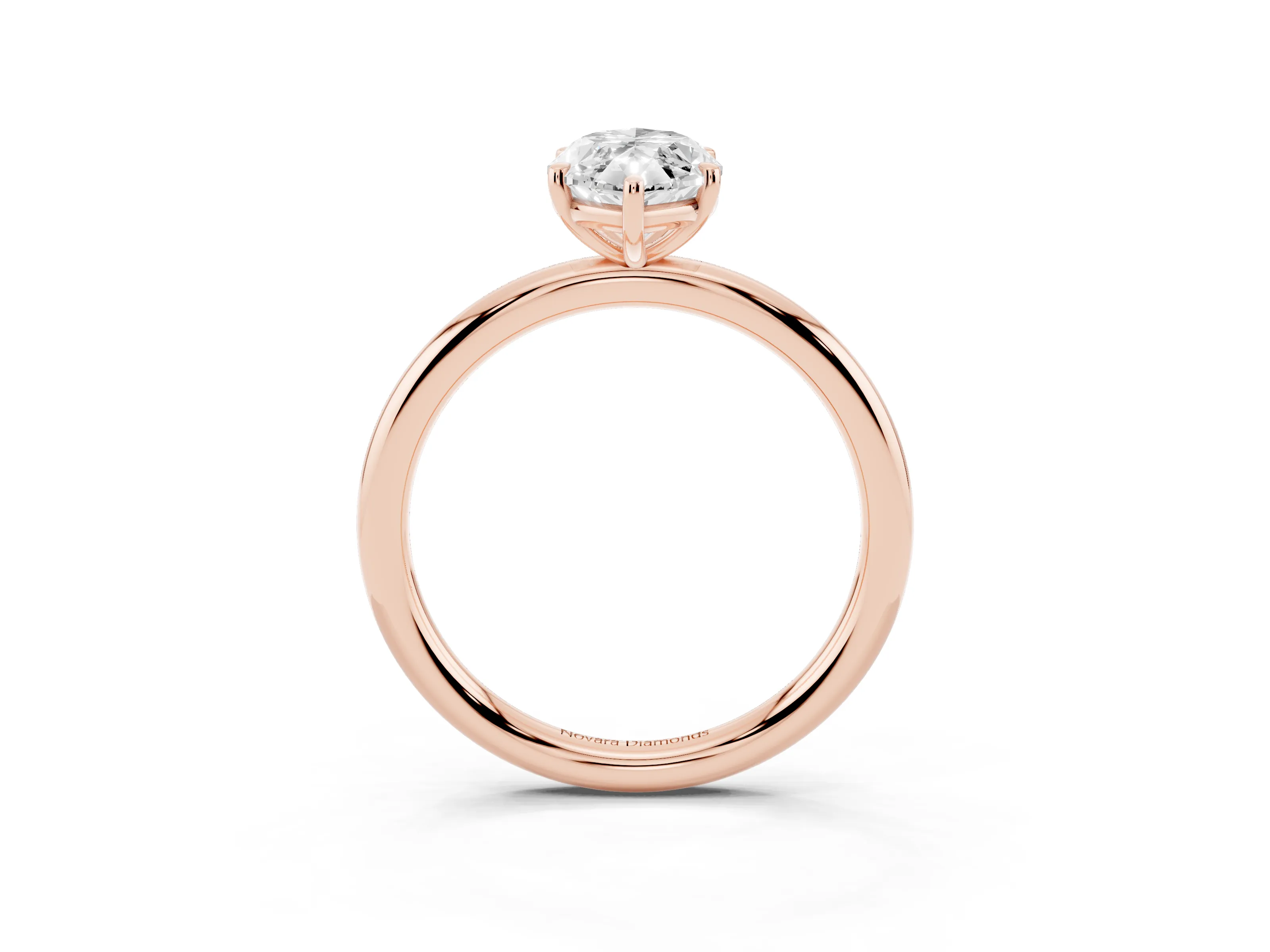 Marquise Cut Diamond Solitaire Ring Set in Rose gold with Prong Setting on a Polished Plain Band