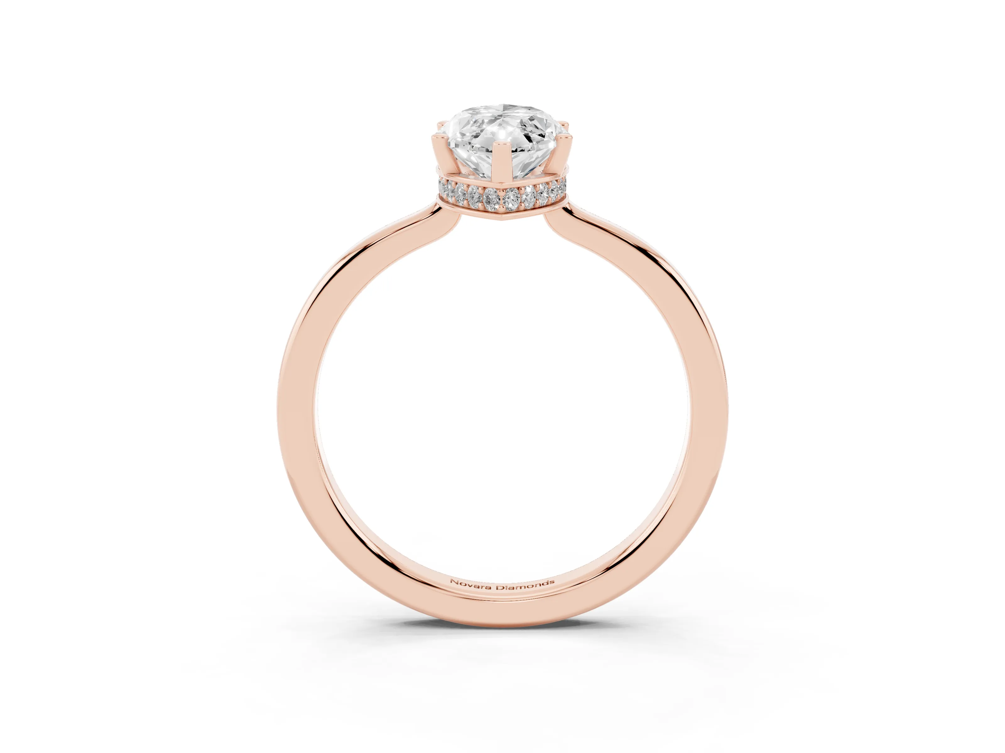 Marquise Cut Diamond Solitaire Engagement Ring Set in Rose gold with Prong Setting on a Plain Band