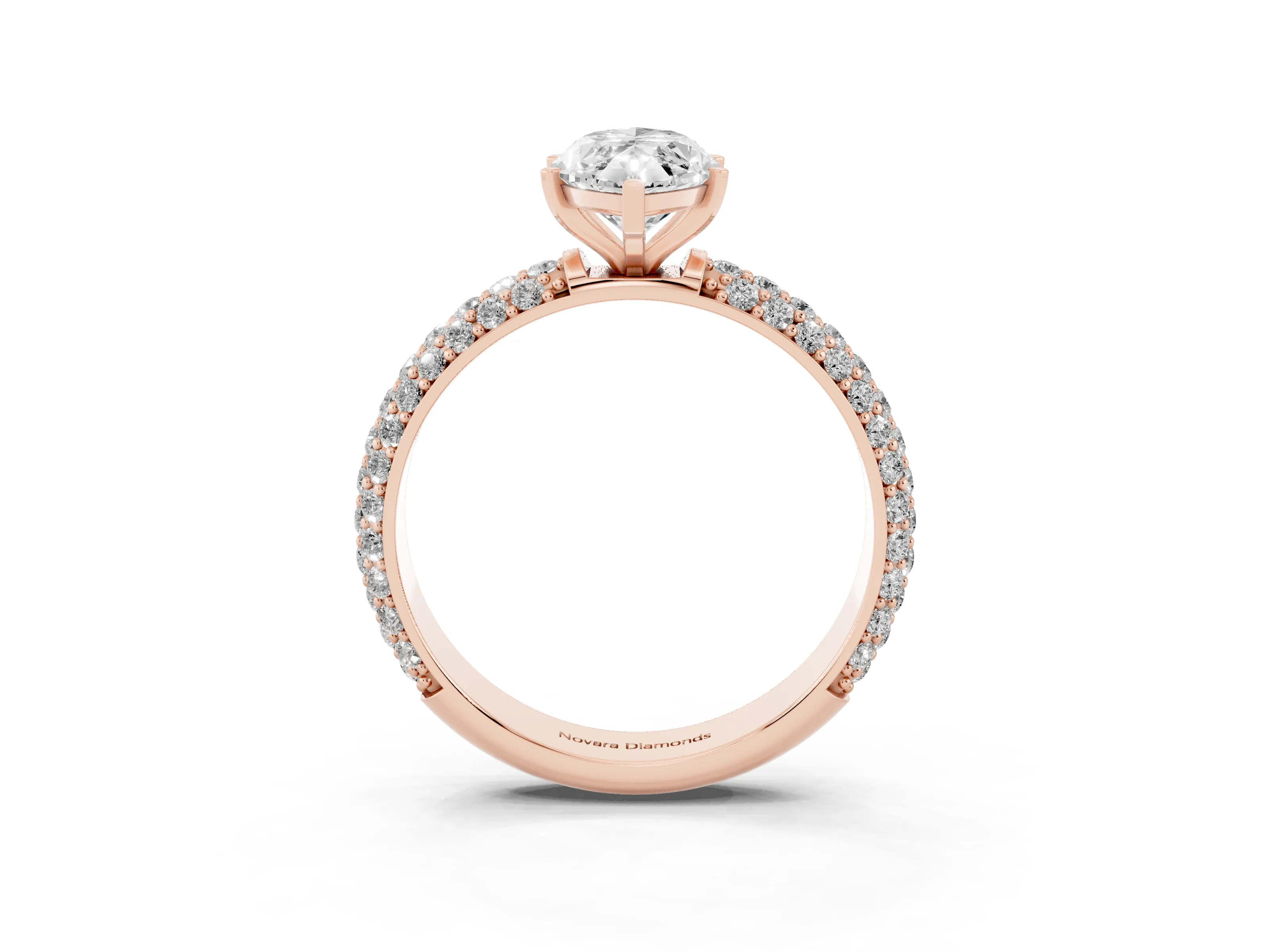 Marquise Cut Diamond Solitaire Ring Set in Rose gold with Prong Setting and Pavé-Set Band