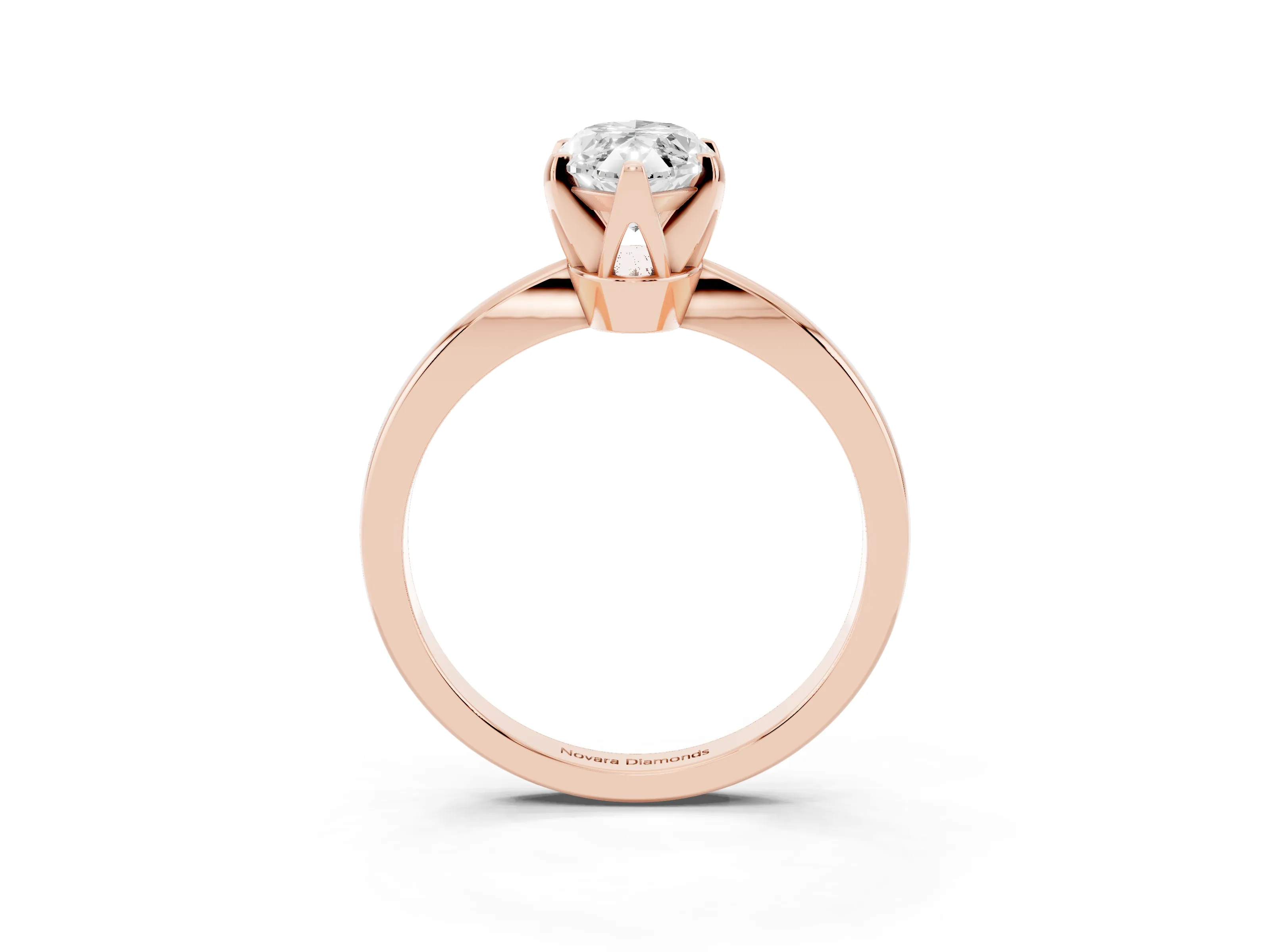 Marquise Cut Diamond Solitaire Engagement Ring Set in Rose gold with Slim Tapered Solitaire Band