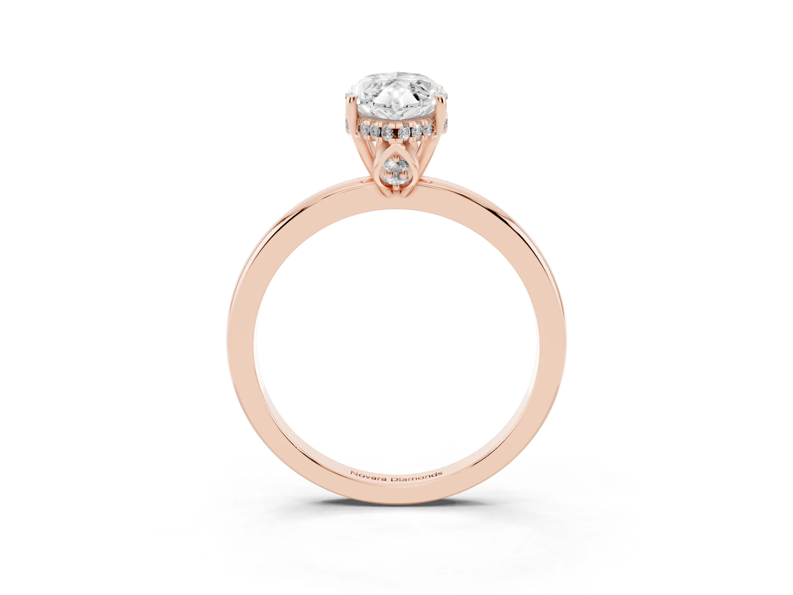 Marquise Cut Diamond Solitaire Ring Set in Rose gold with Plain Band and Prong Setting