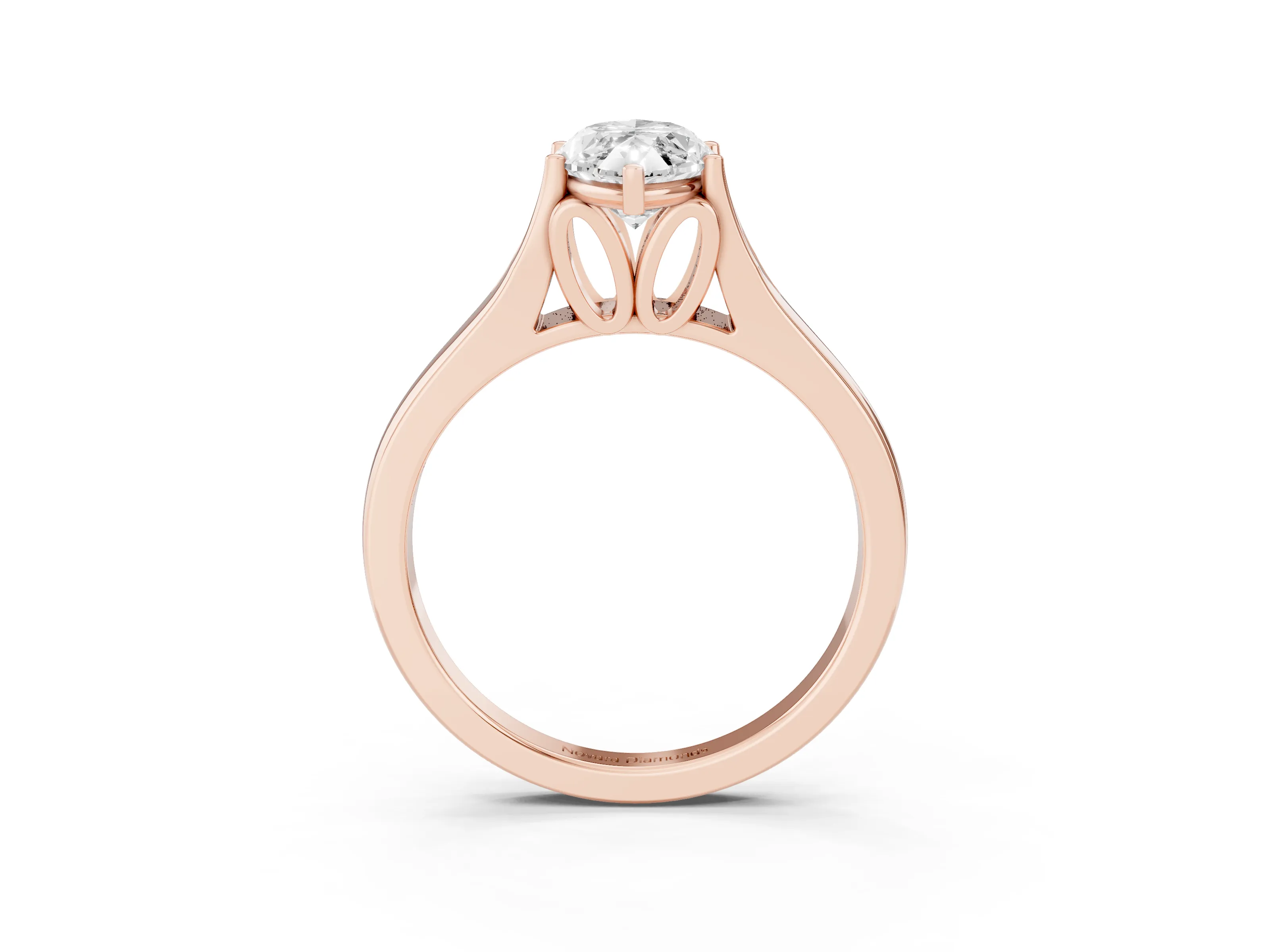 Marquise Cut Diamond Solitaire Ring Set in Rose gold with Arched Cathedral Band and Prong Setting