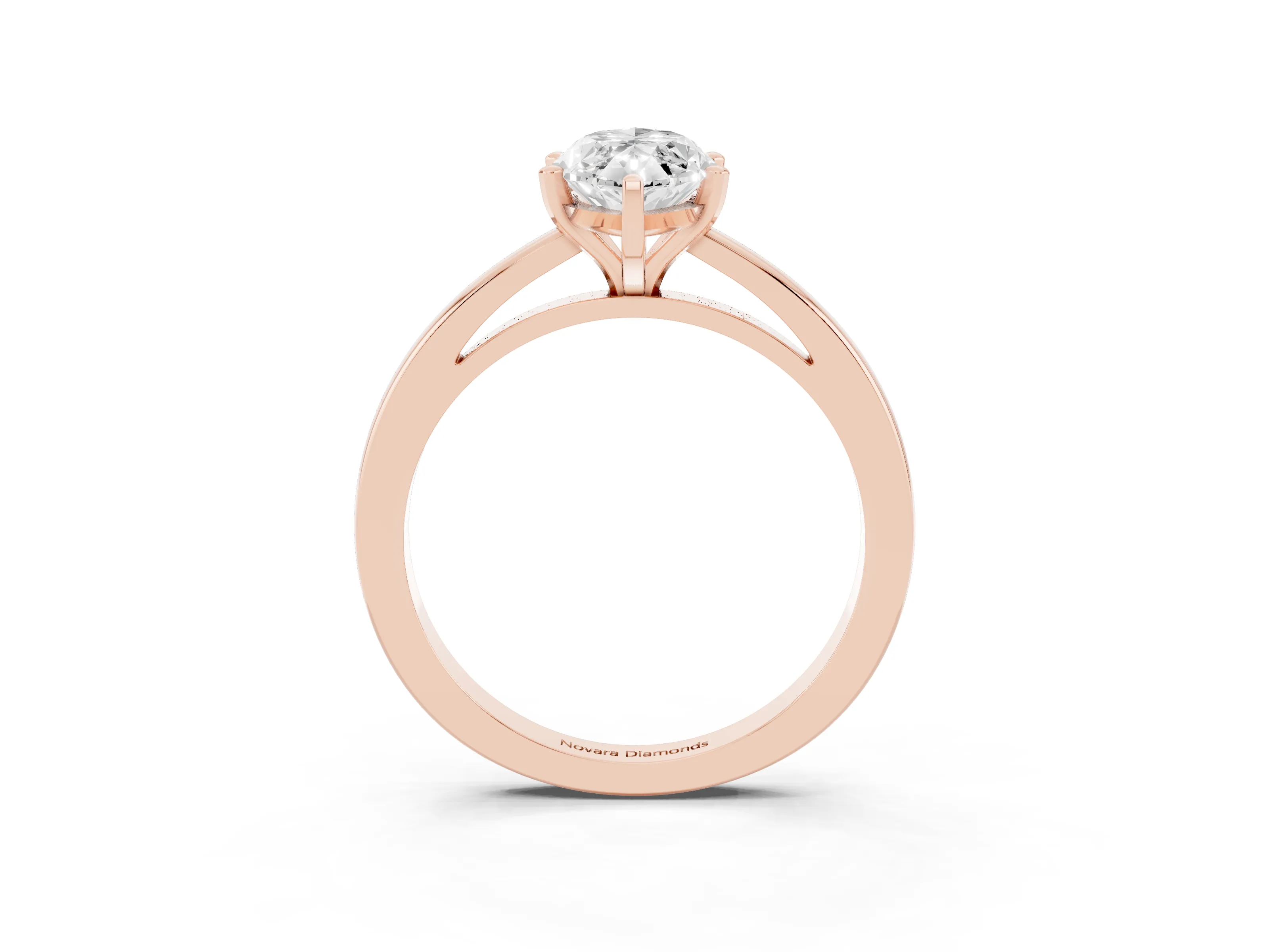 Marquise Cut Diamond Solitaire Engagement Ring Set in Rose gold with Prong Setting on a Classic Band