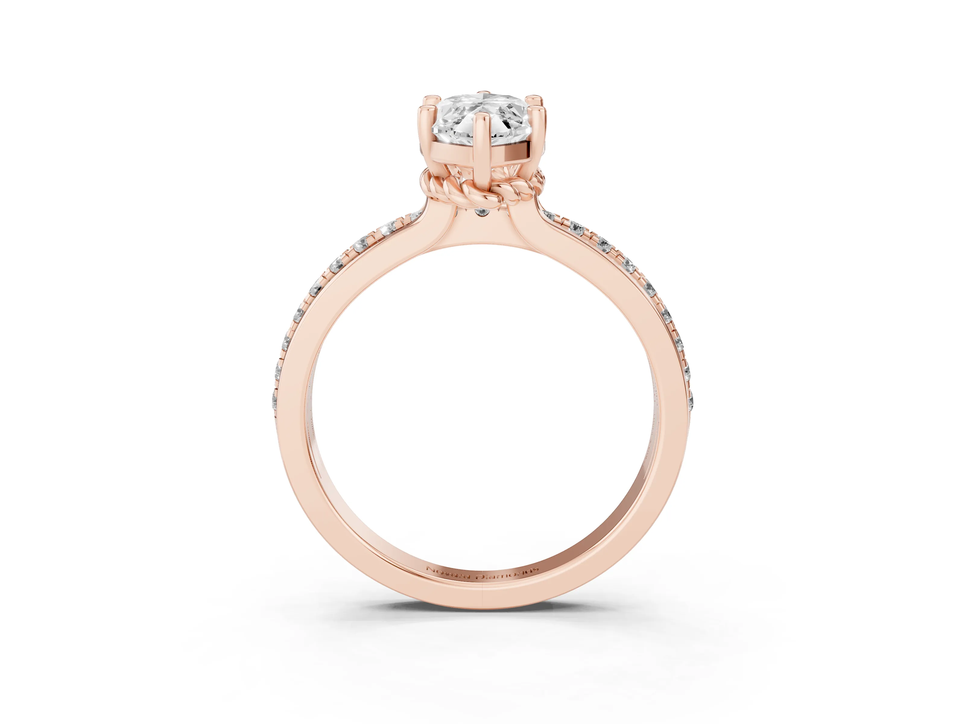 Marquise Cut Diamond Solitaire Ring Set in Rose gold with Channel Set Band and Prong Setting