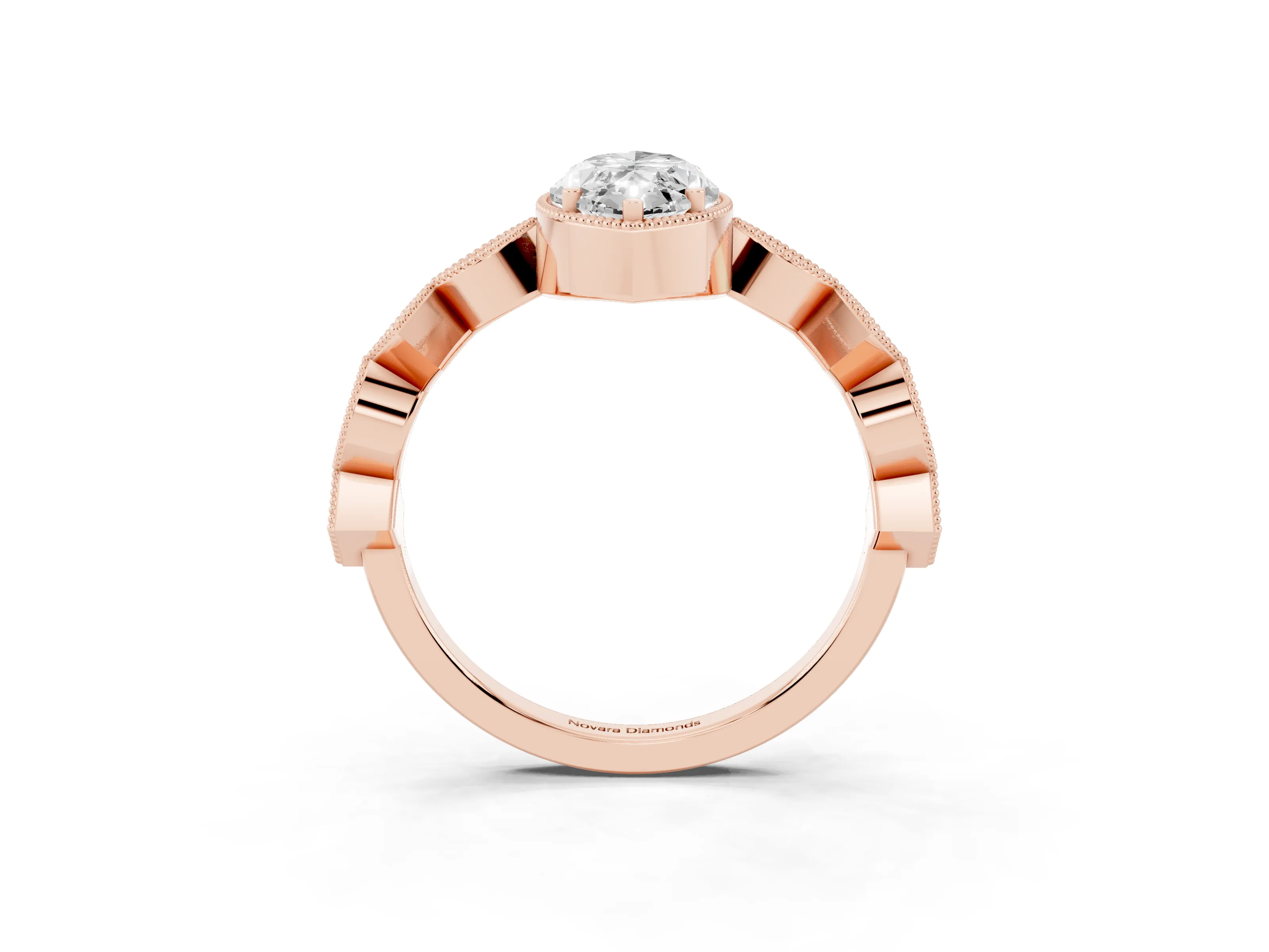 Marquise Cut Diamond Milgrain Marquise Twist Band Ring Set in Rose gold with Prong Setting