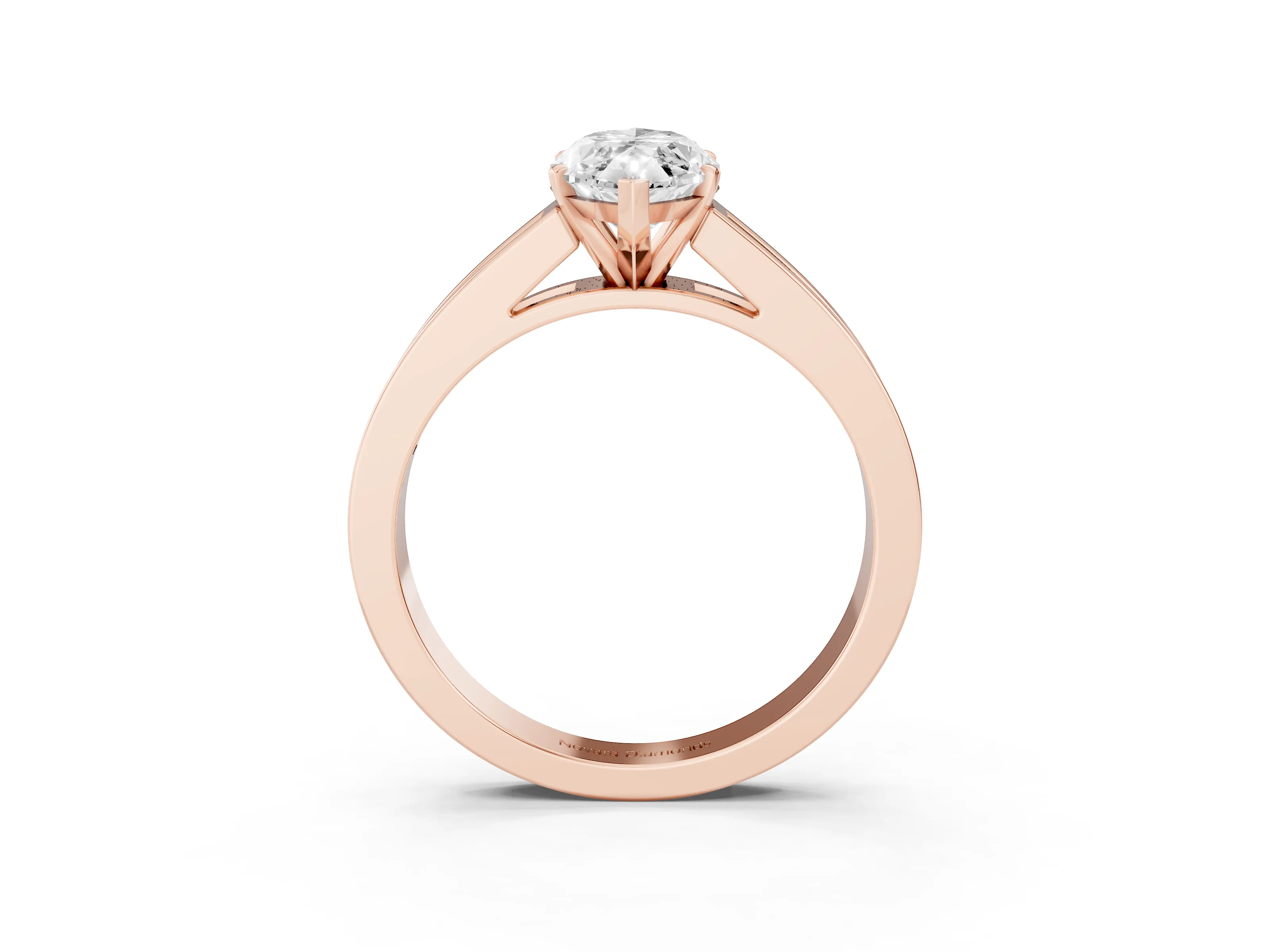 Marquise Cut Diamond Solitaire Ring Set in Rose gold with Channel-Set Band and Prong Setting