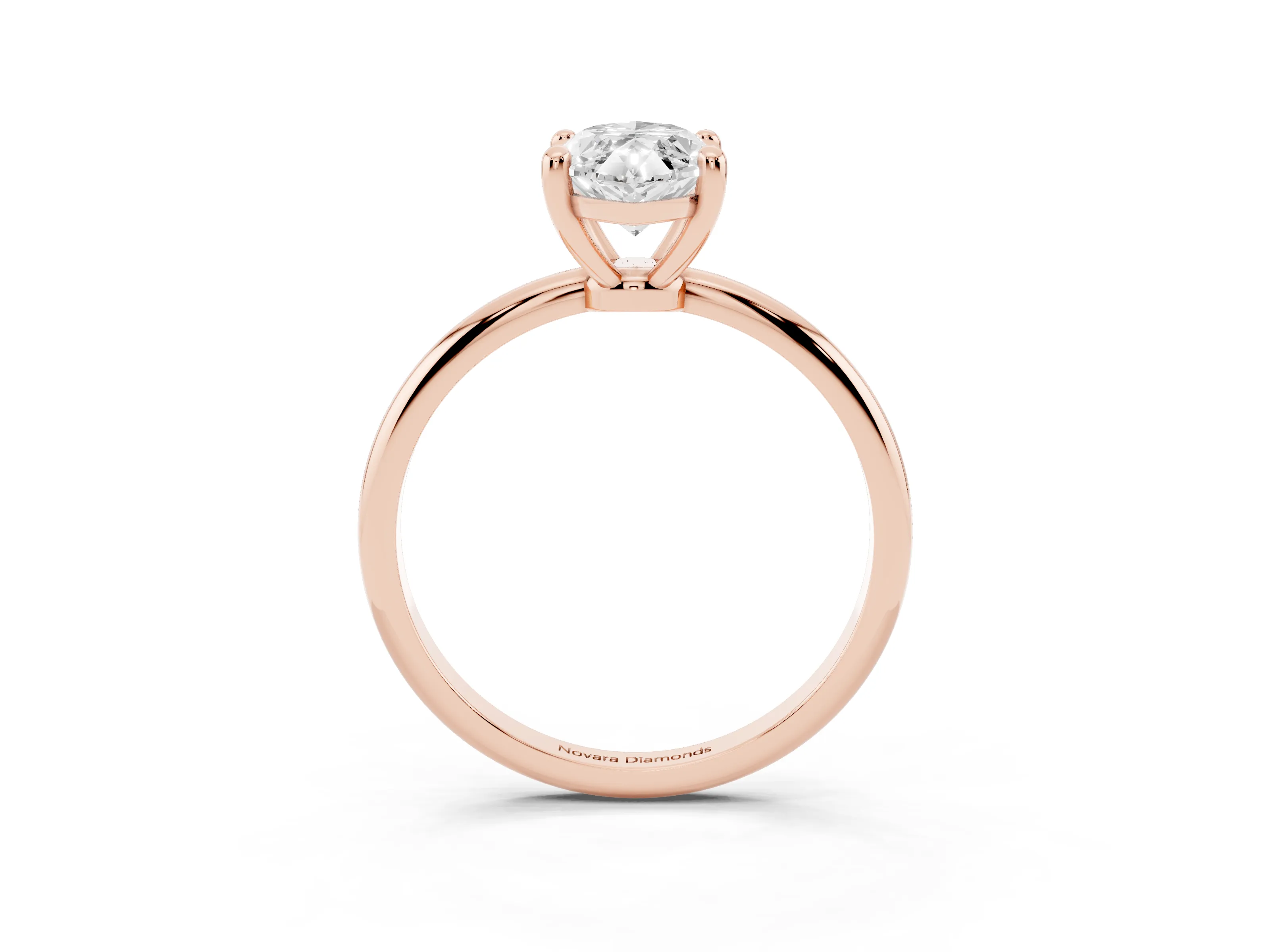 Marquise Cut Diamond Solitaire Ring Set in Rose gold with Secure Prong Setting on a Classic Band