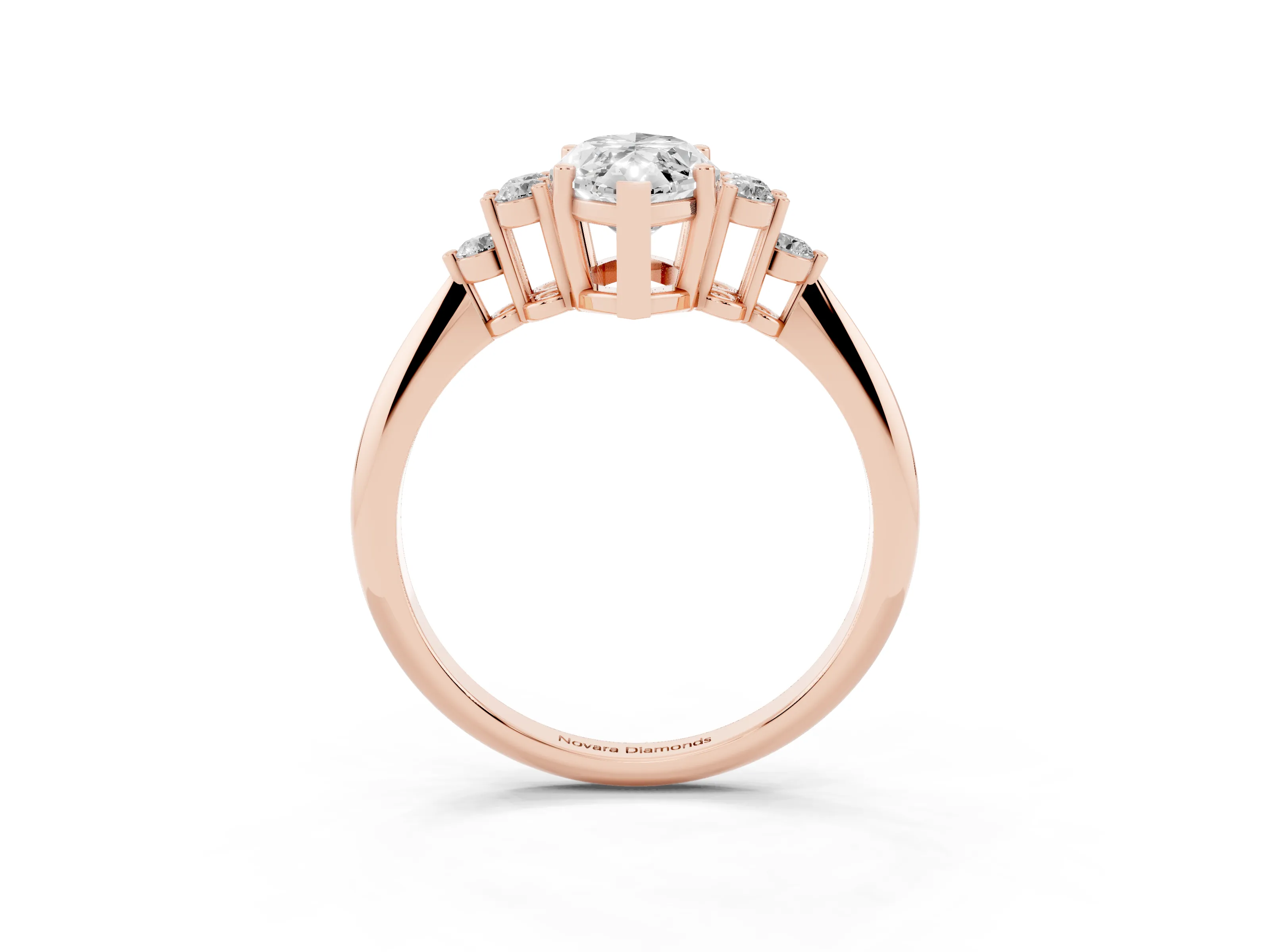 Marquise Cut Diamond Cluster Ring Set in Rose gold with Plain Band and Prong Setting