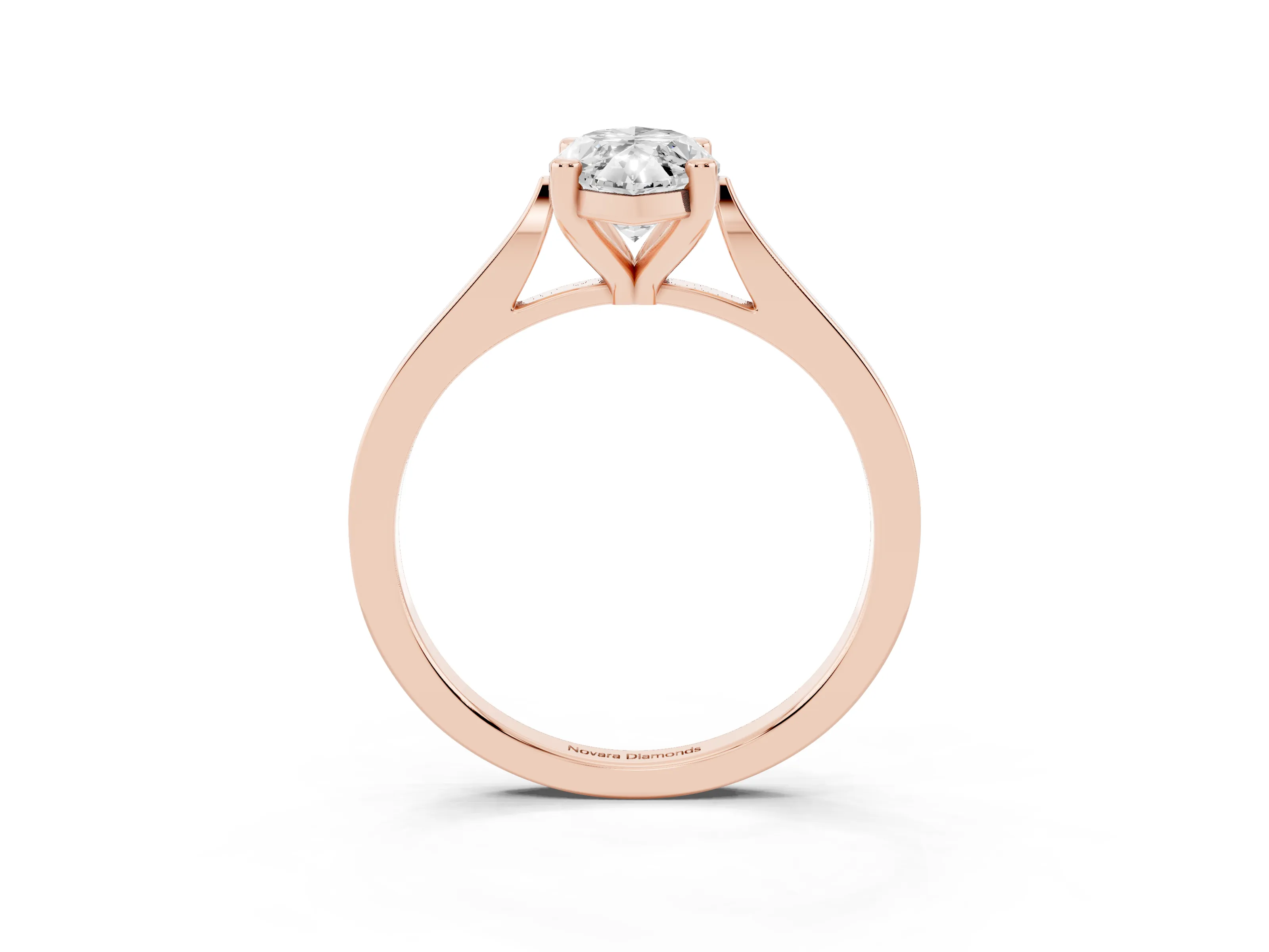 Marquise Cut Diamond Solitaire Ring Set in Rose gold with Prong Setting and Tapered Band