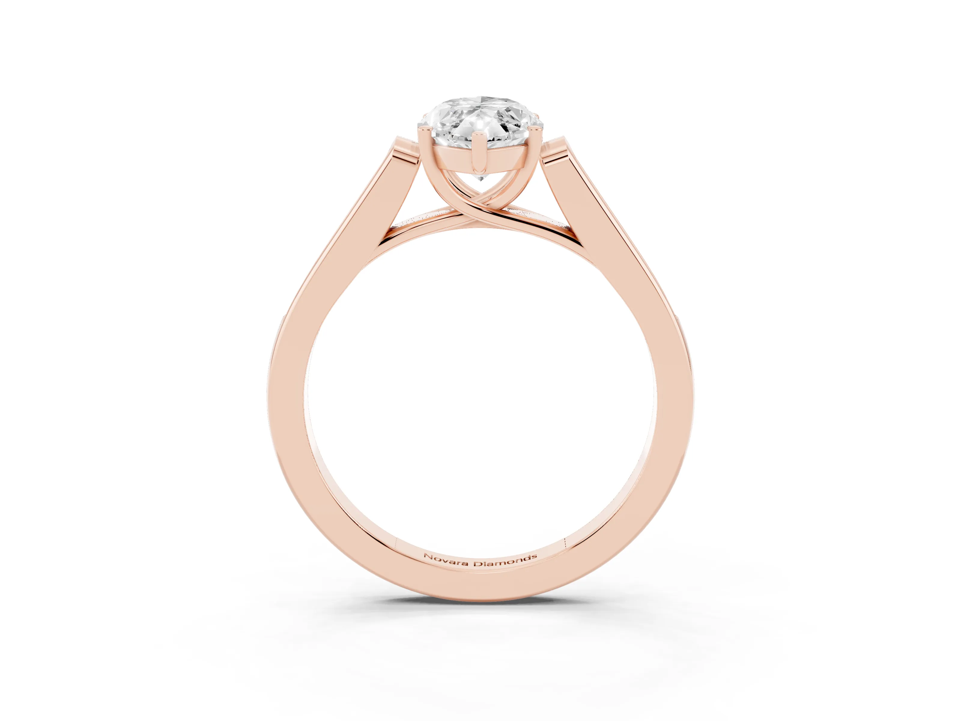 Marquise Cut Diamond Solitaire Cathedral Engagement Ring Set in Rose gold with Channel-Set Band and Prong Setting