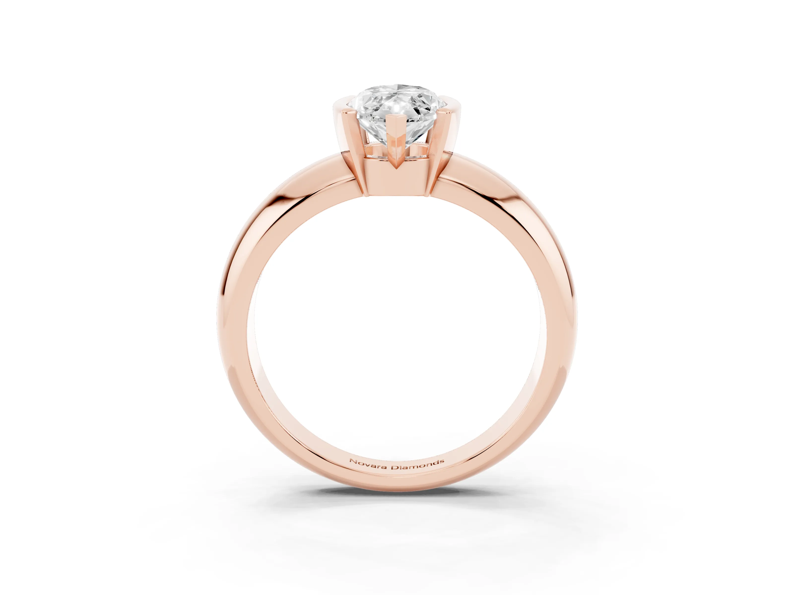 Marquise Cut Diamond Solitaire Tension Set Ring Set in Rose gold with Wide Band