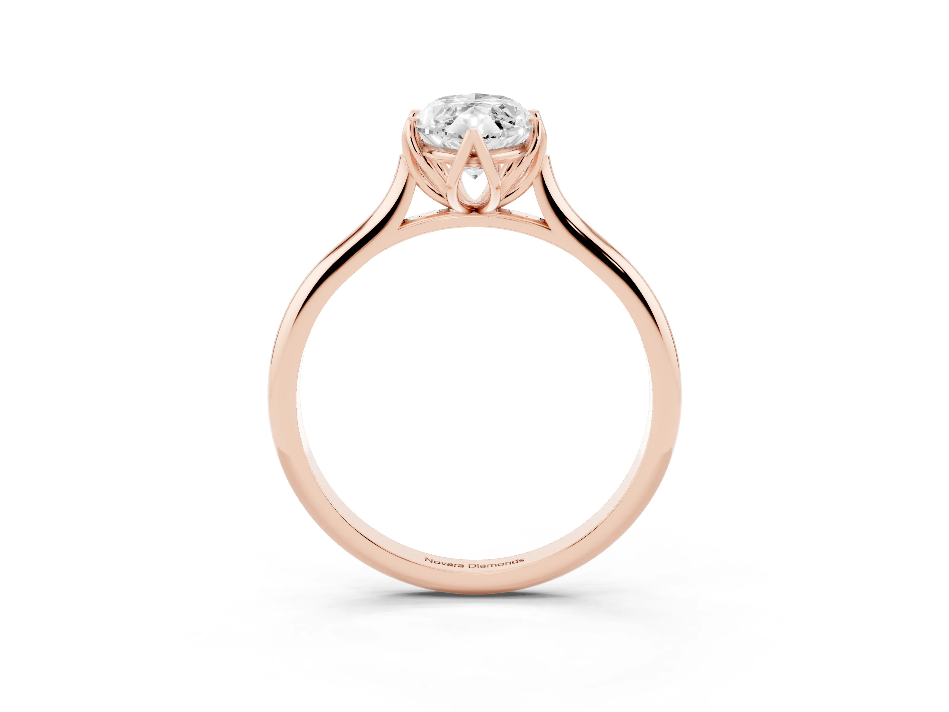Marquise Cut Diamond Solitaire Cathedral Ring Set in Rose gold with Prong Setting