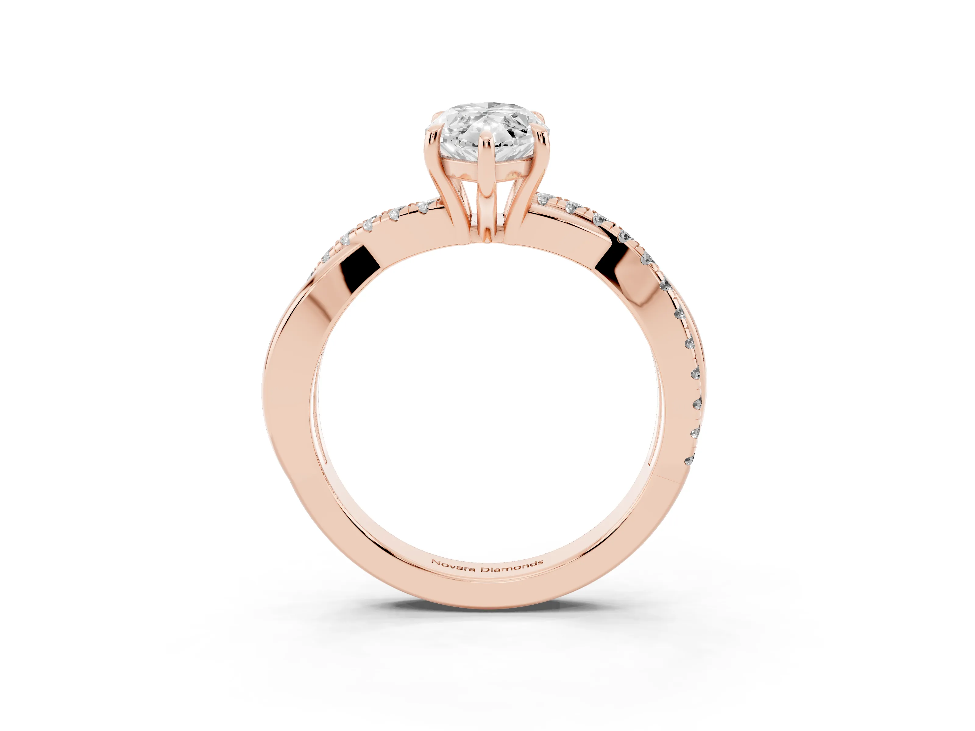 Marquise Cut Diamond Twisted Pavé Band Ring Set in Rose gold with Prong Setting