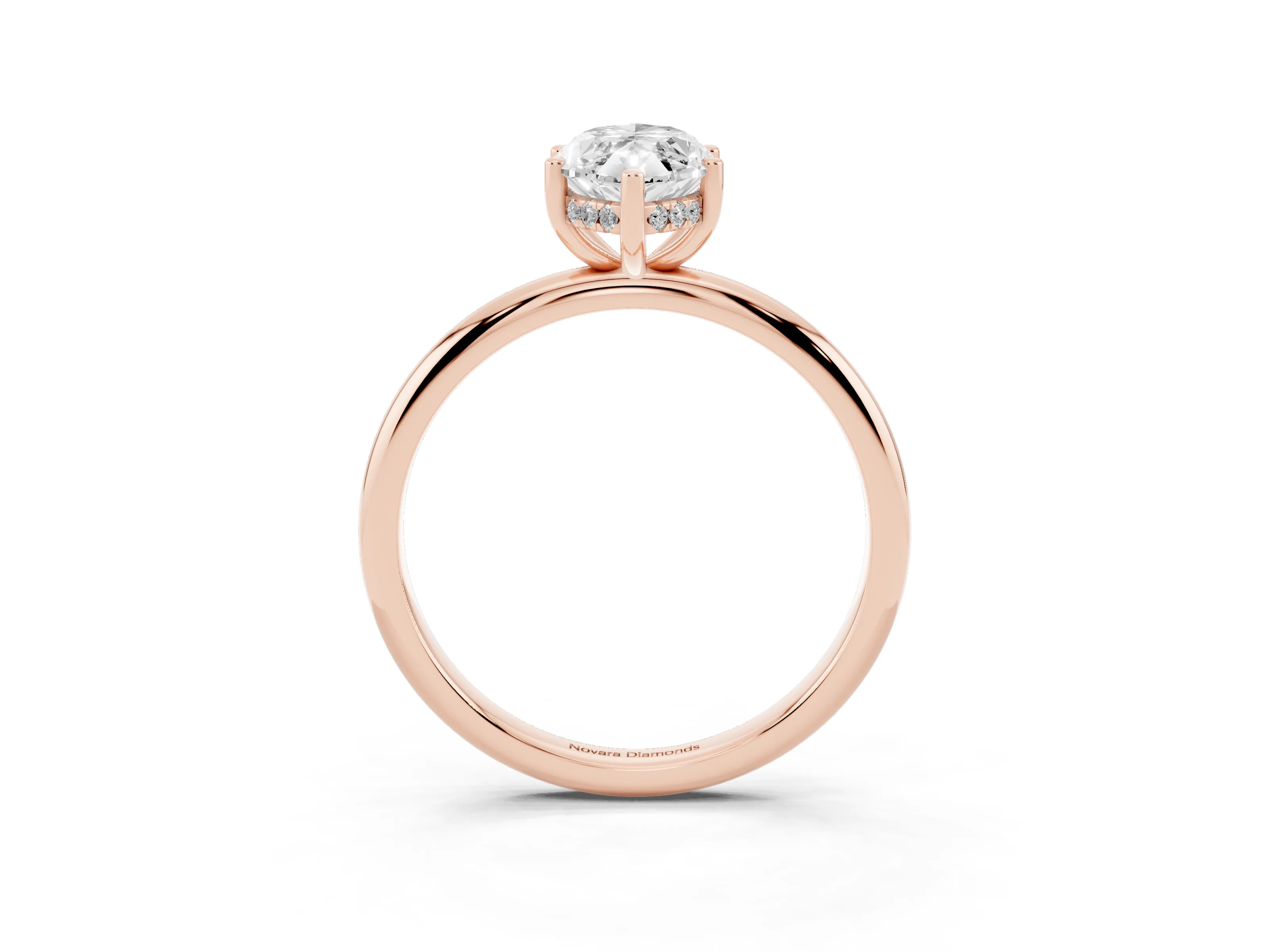 Marquise Cut Diamond Solitaire Engagement Ring Set in Rose gold with Prong Setting and Polished Band
