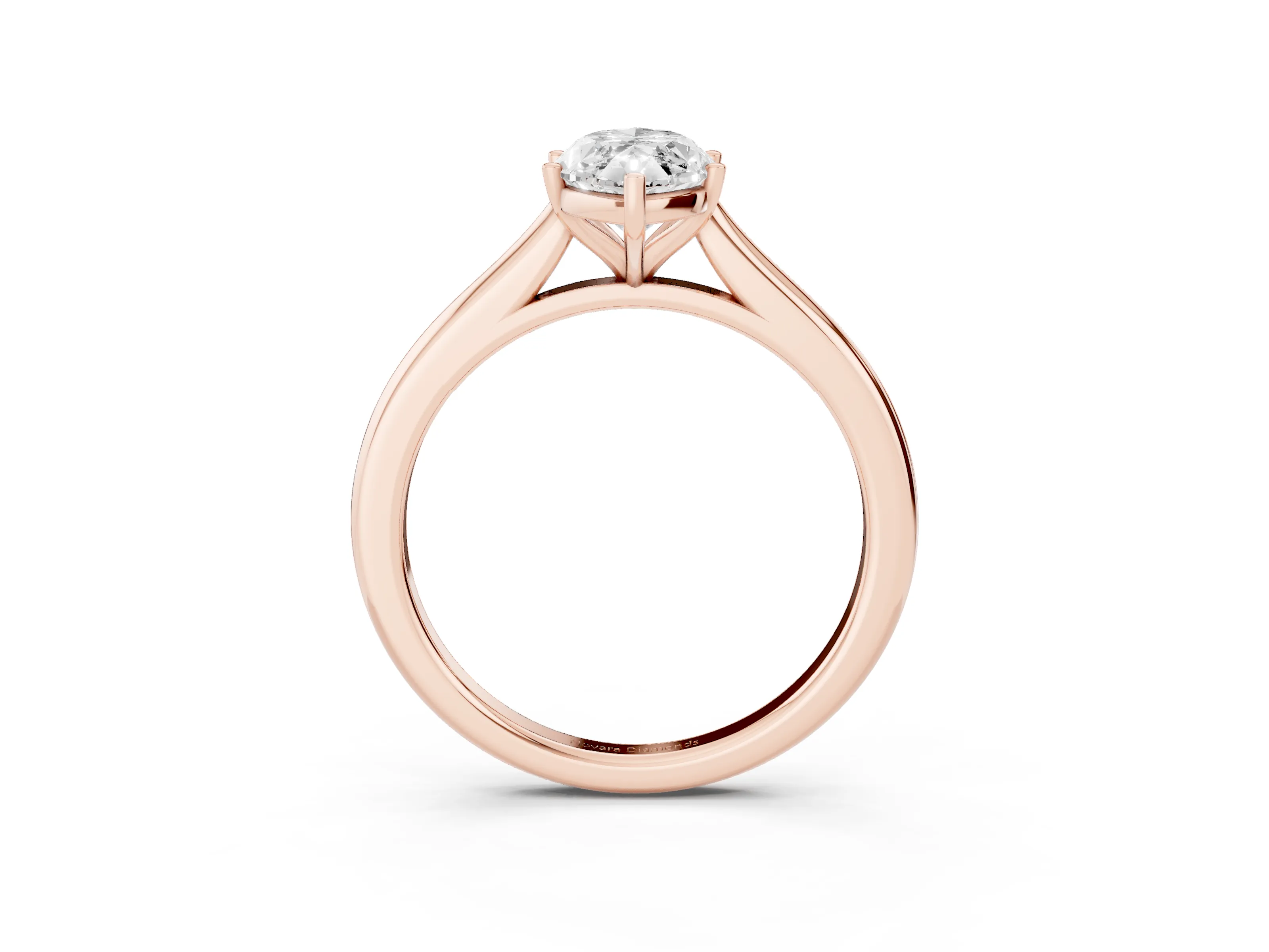 Marquise Cut Diamond Solitaire Ring Set in Rose gold with Cathedral Band and Prong Setting