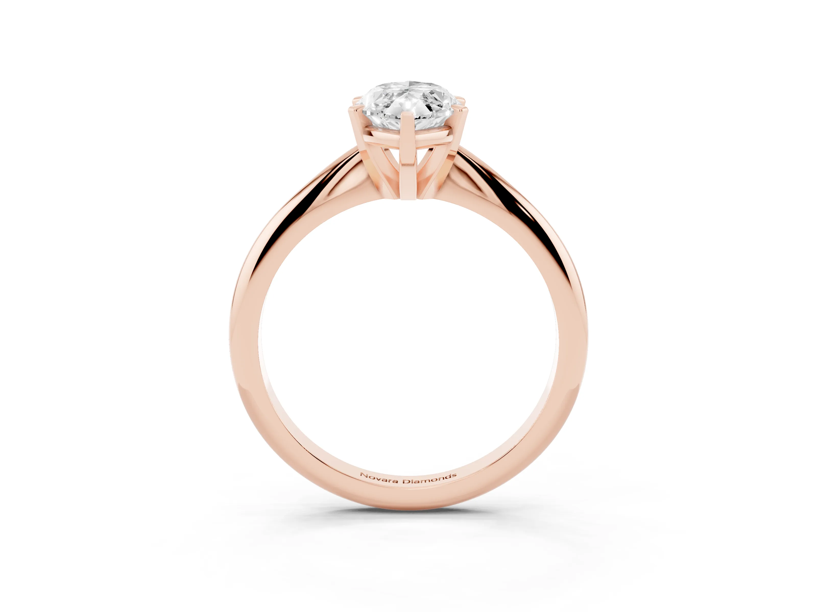 Marquise Cut Diamond Solitaire Ring Set in Rose gold with Prong Setting on a Plain Round Band