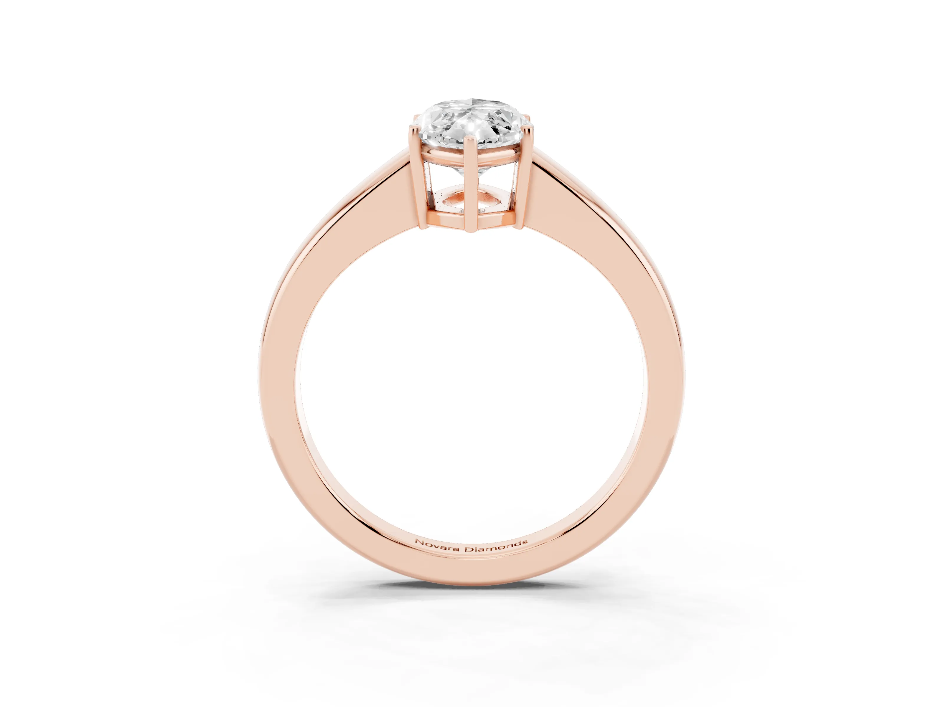 Marquise Cut Diamond Solitaire Ring Set in Rose gold with Tapered Band and Prong Setting