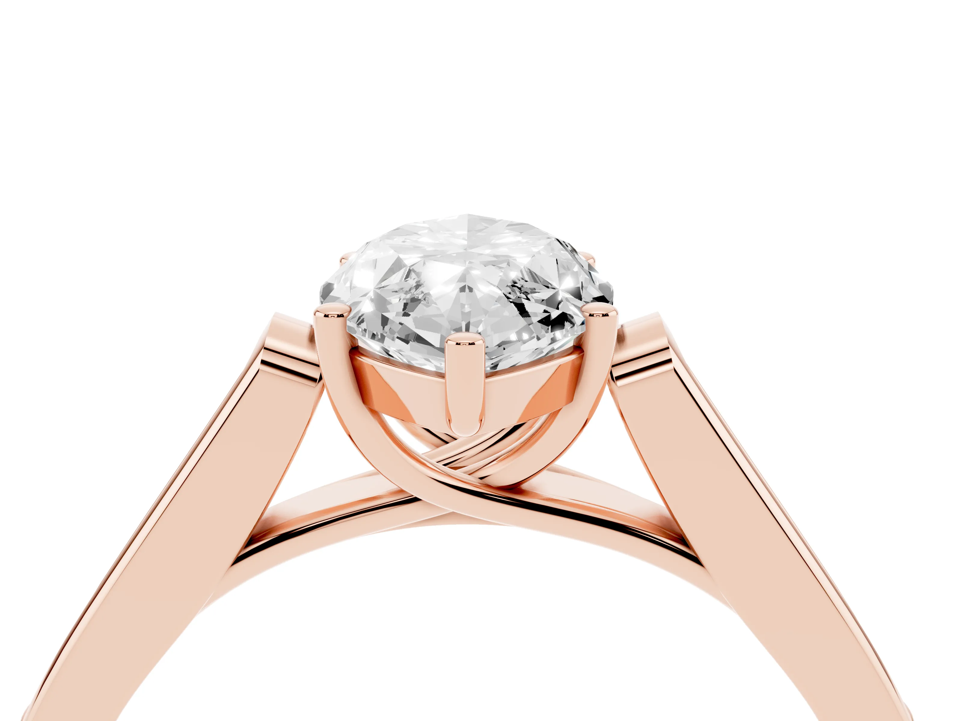 Marquise Cut Diamond Solitaire Cathedral Engagement Ring Set in Rose gold with Channel-Set Band and Prong Setting