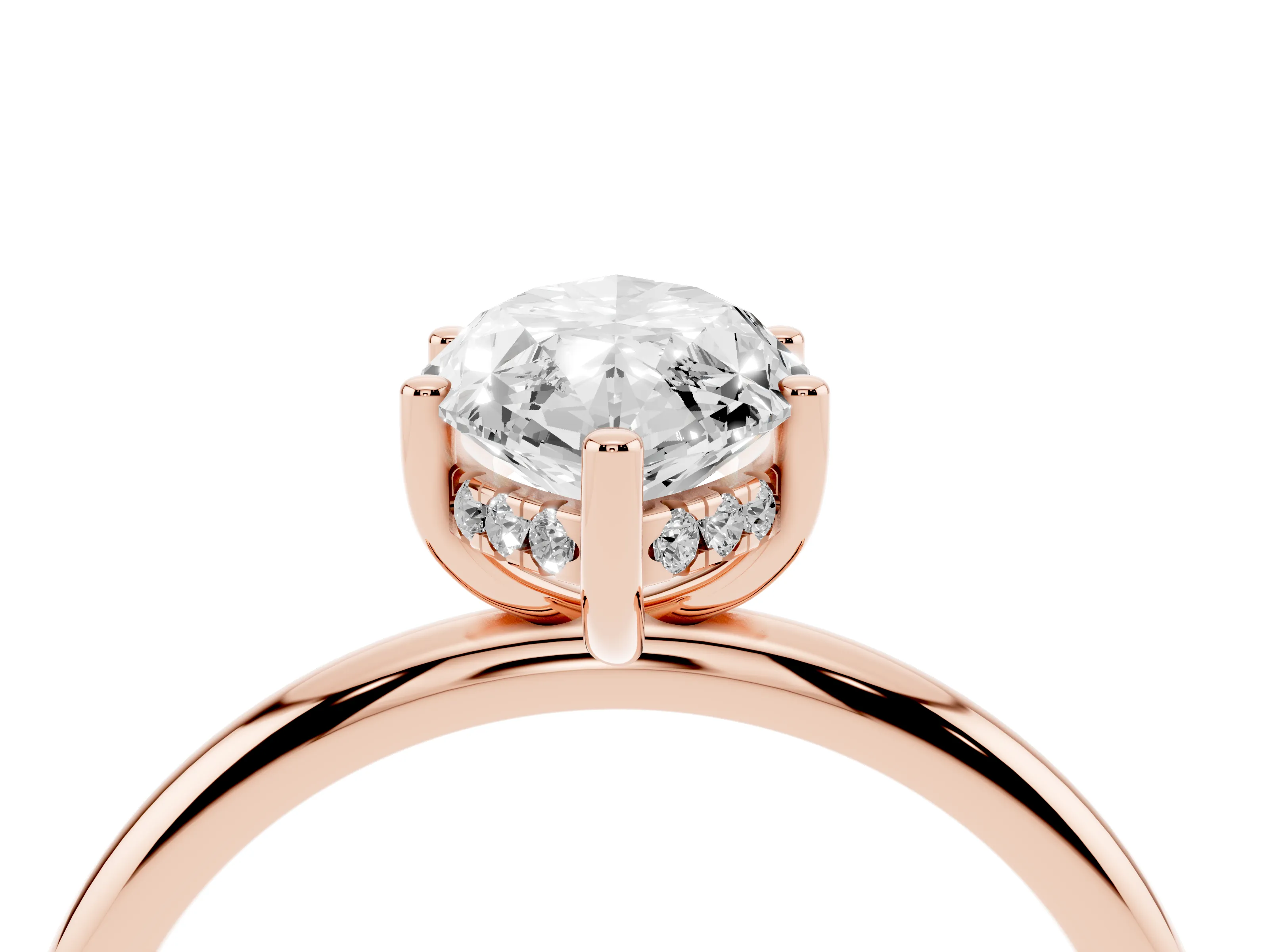 Marquise Cut Diamond Solitaire Engagement Ring Set in Rose gold with Prong Setting and Polished Band