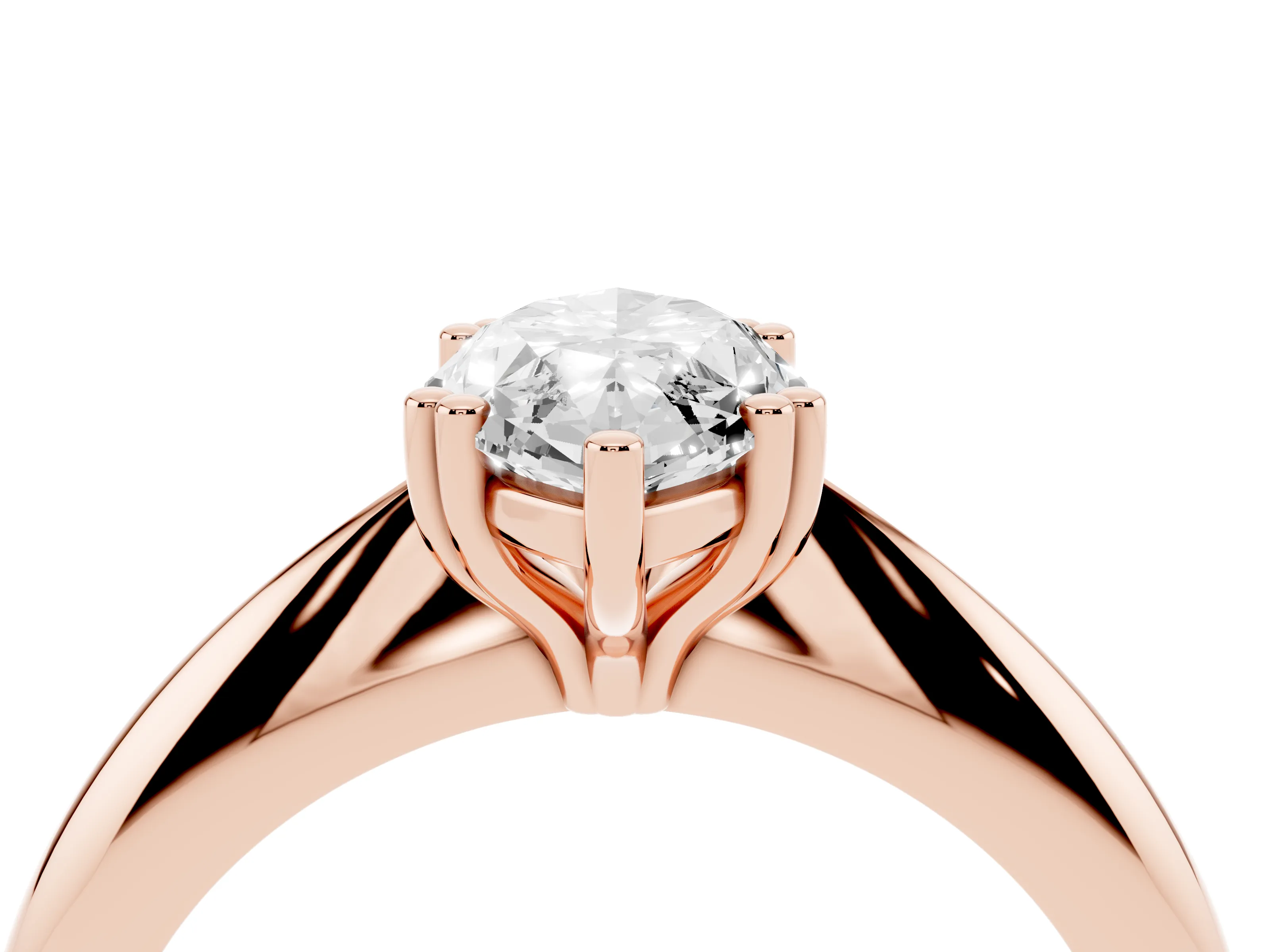 Marquise Cut Diamond Solitaire Engagement Ring Set in Rose gold with Tapered Band and Prong Setting