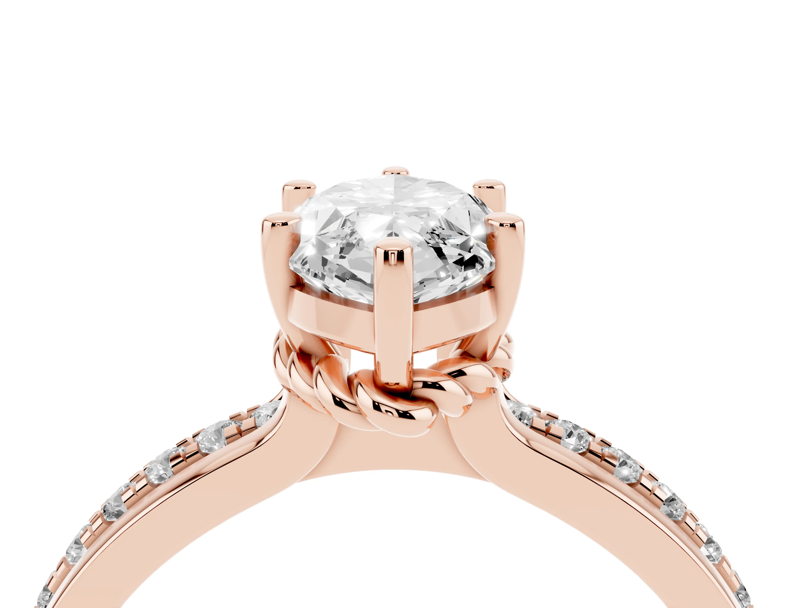 Marquise Cut Diamond Solitaire Ring Set in Rose gold with Channel Set Band and Prong Setting