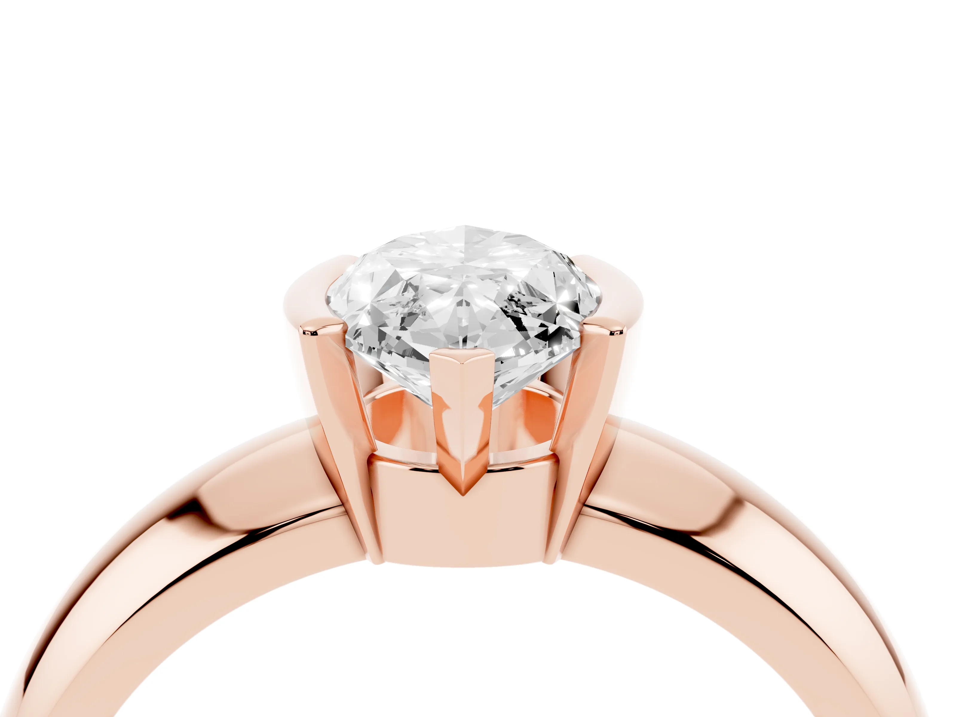 Marquise Cut Diamond Solitaire Tension Set Ring Set in Rose gold with Wide Band