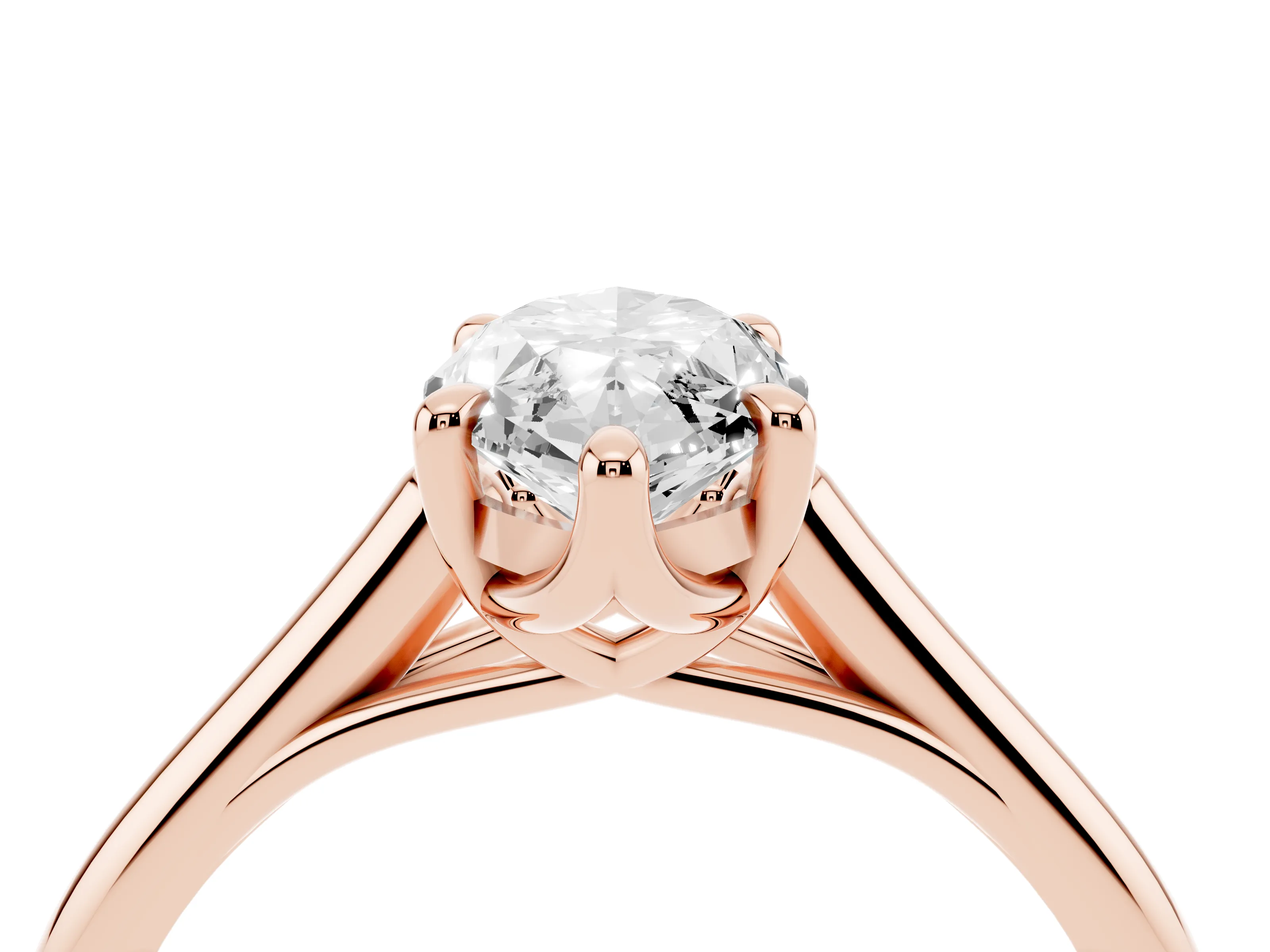 Marquise Cut Diamond Solitaire Engagement Ring Set in Rose gold with Prong Setting and Plain Classic Band