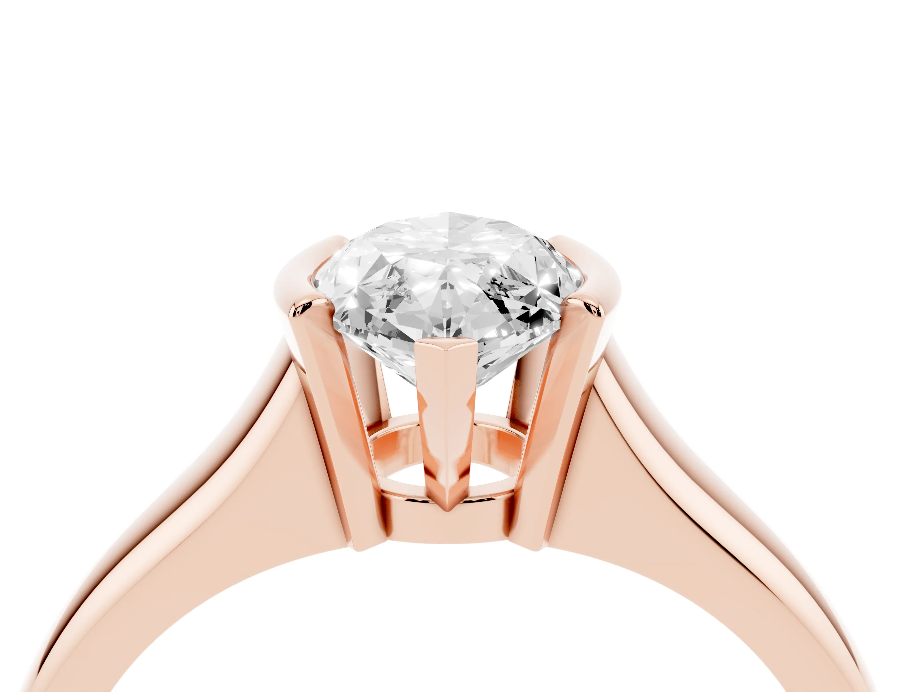 Marquise Cut Diamond Solitaire Tension Set Ring Set in Rose gold with Split Shank Band