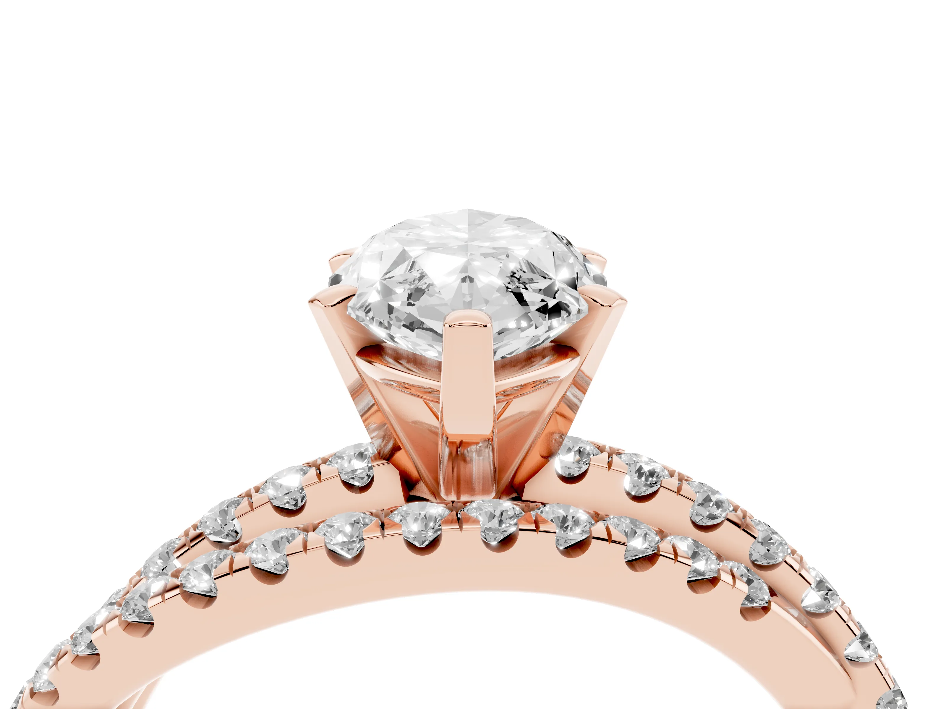 Marquise Cut Diamond Solitaire Twist Band Ring Set in Rose gold with Pavé Setting and Prong Head