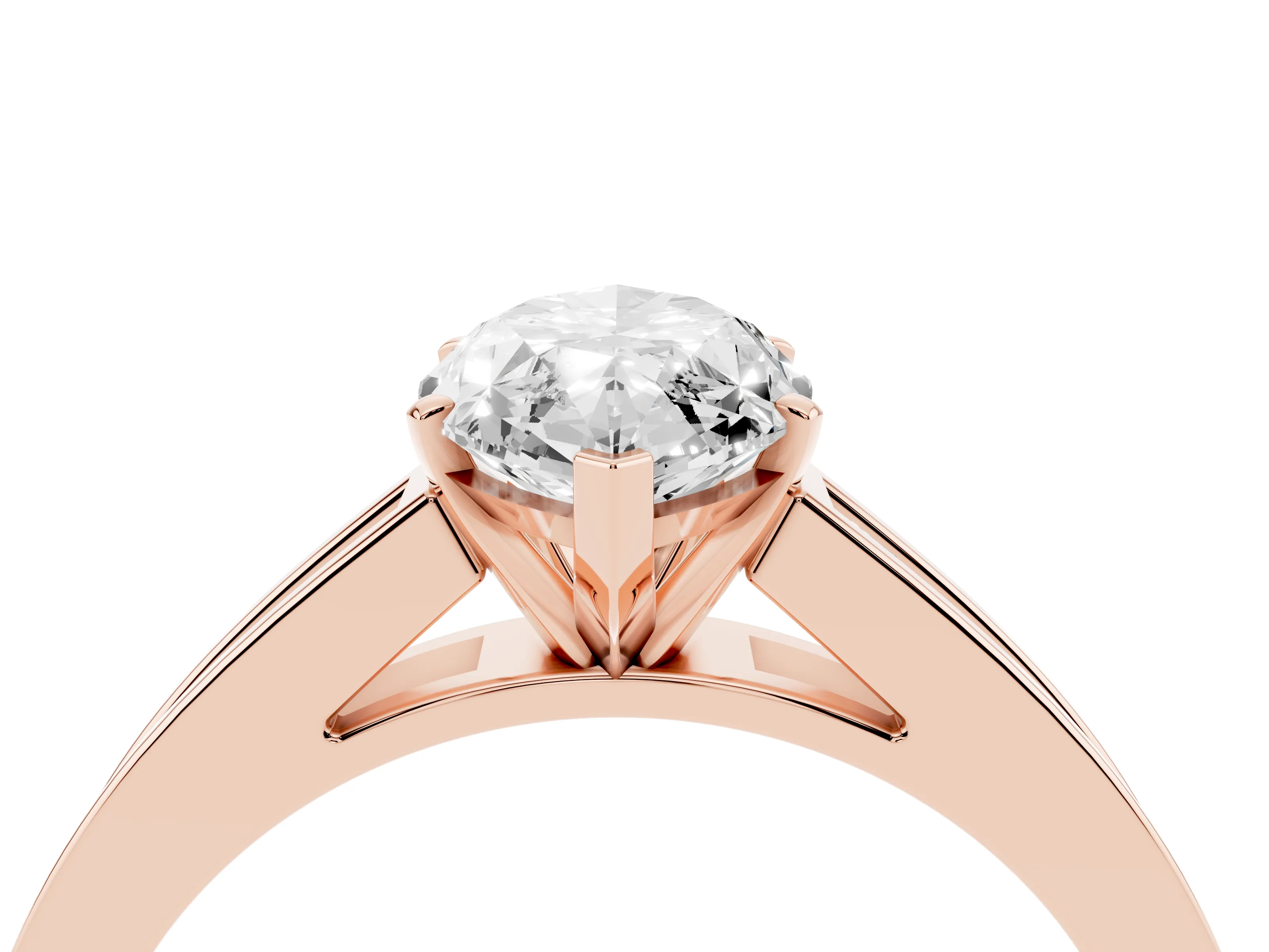Marquise Cut Diamond Solitaire Ring Set in Rose gold with Channel-Set Band and Prong Setting