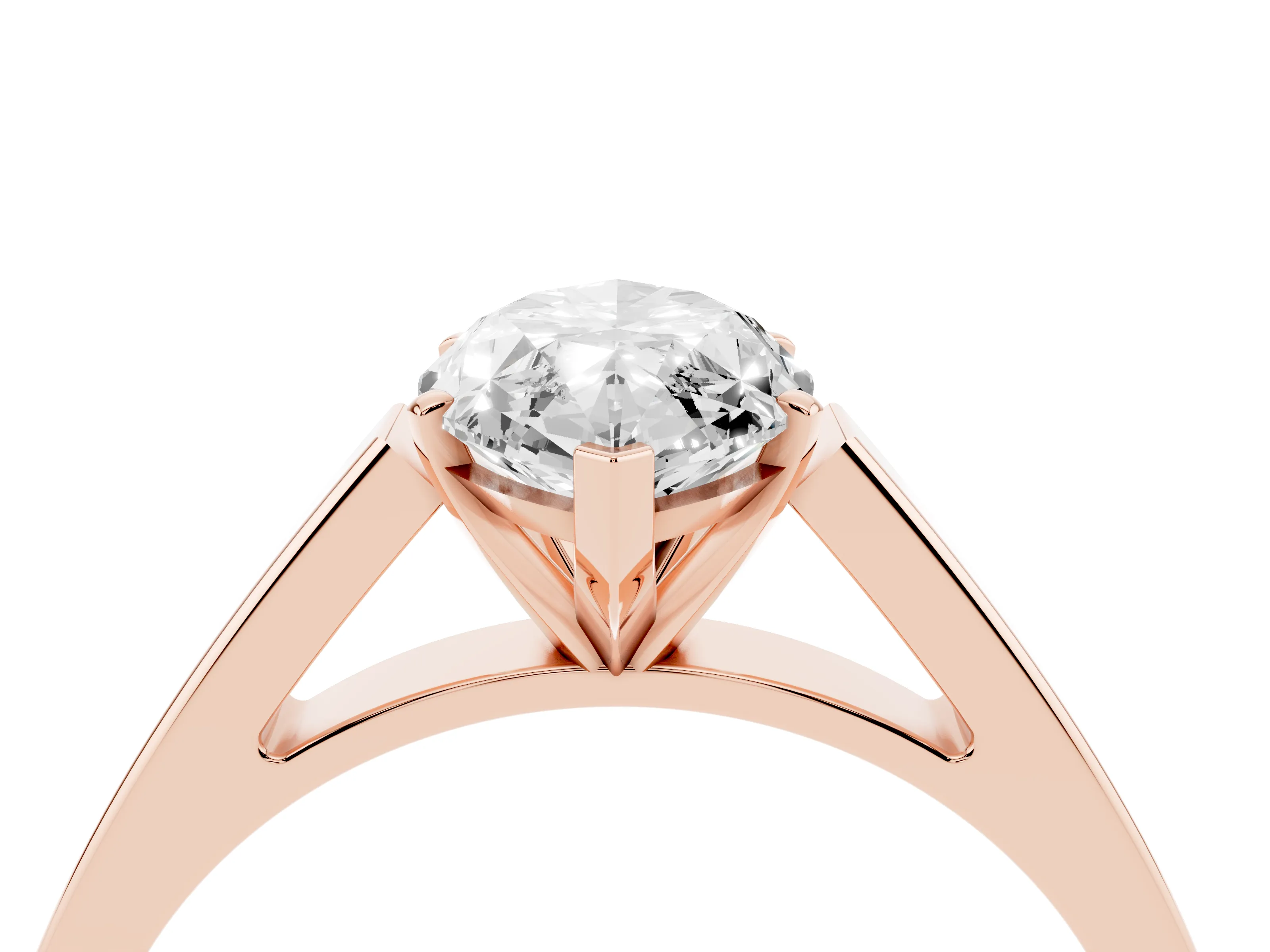 Marquise Cut Diamond Solitaire Engagement Ring Set in Rose gold with Prong Setting and Tapered Band