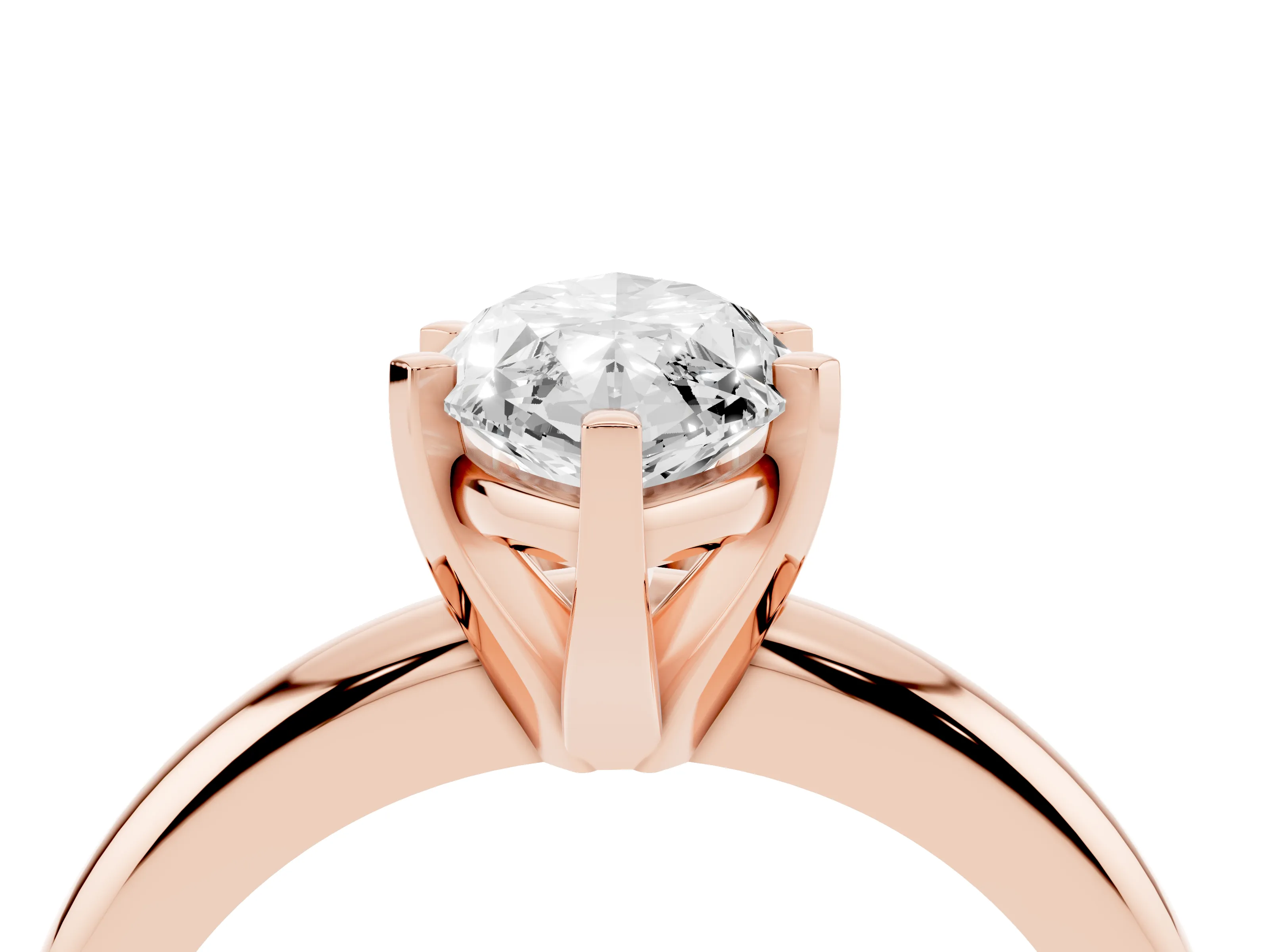 Marquise Cut Diamond Solitaire Engagement Ring Set in Rose gold with Round Band and Prong Setting