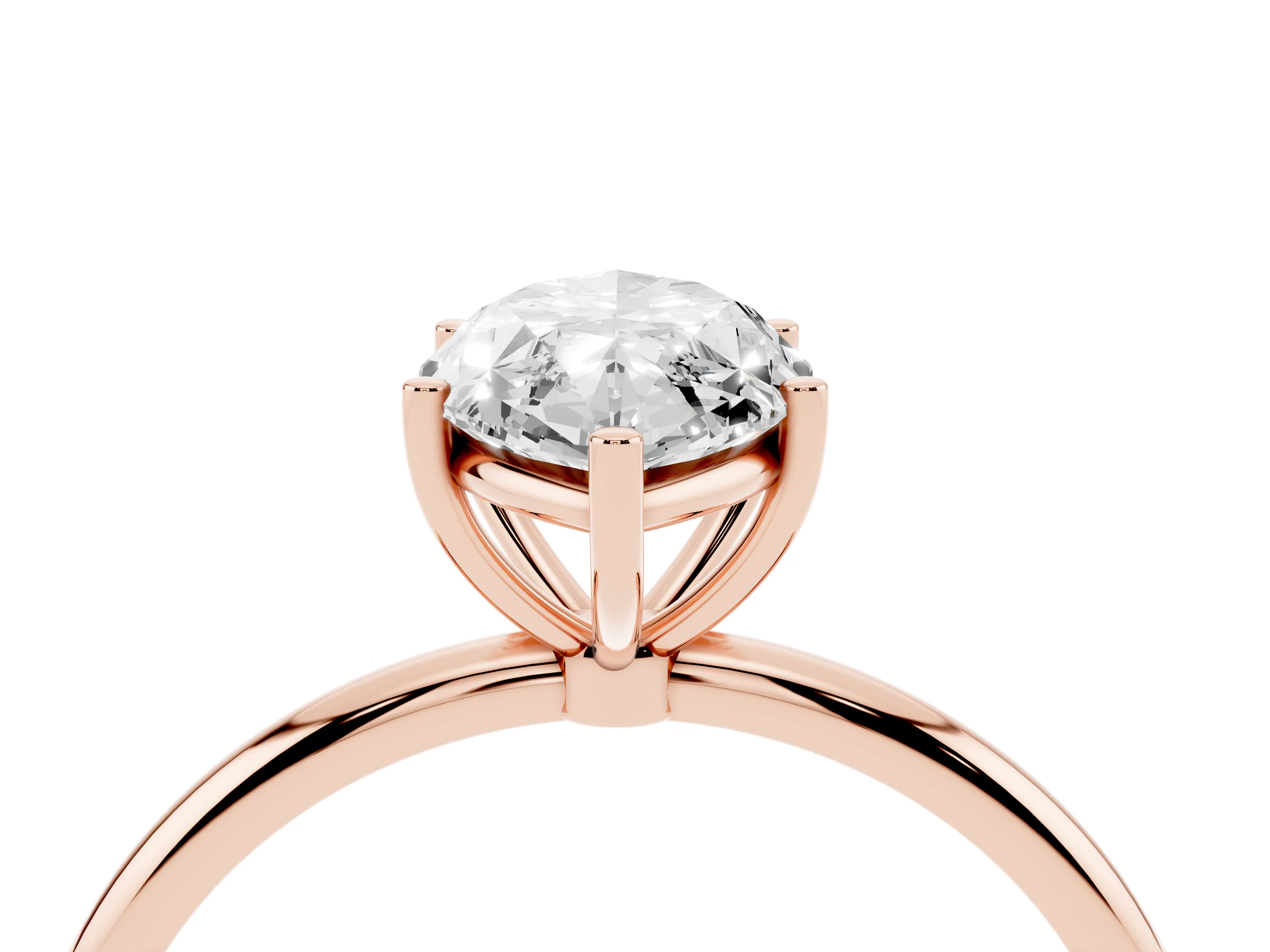 Marquise Cut Diamond Solitaire Engagement Ring Set in Rose gold with Thin Band and Prong Setting