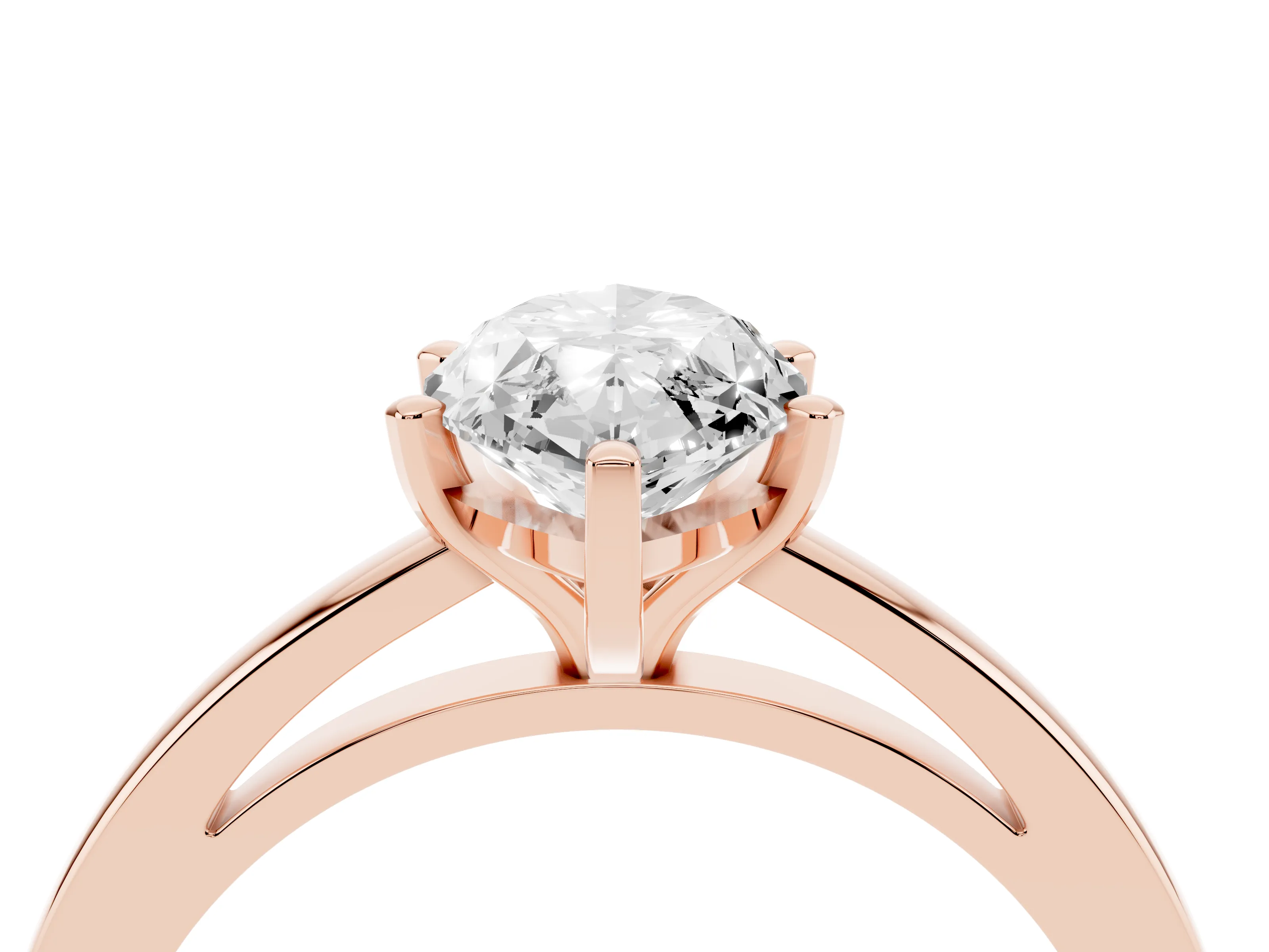 Marquise Cut Diamond Solitaire Engagement Ring Set in Rose gold with Prong Setting on a Classic Band