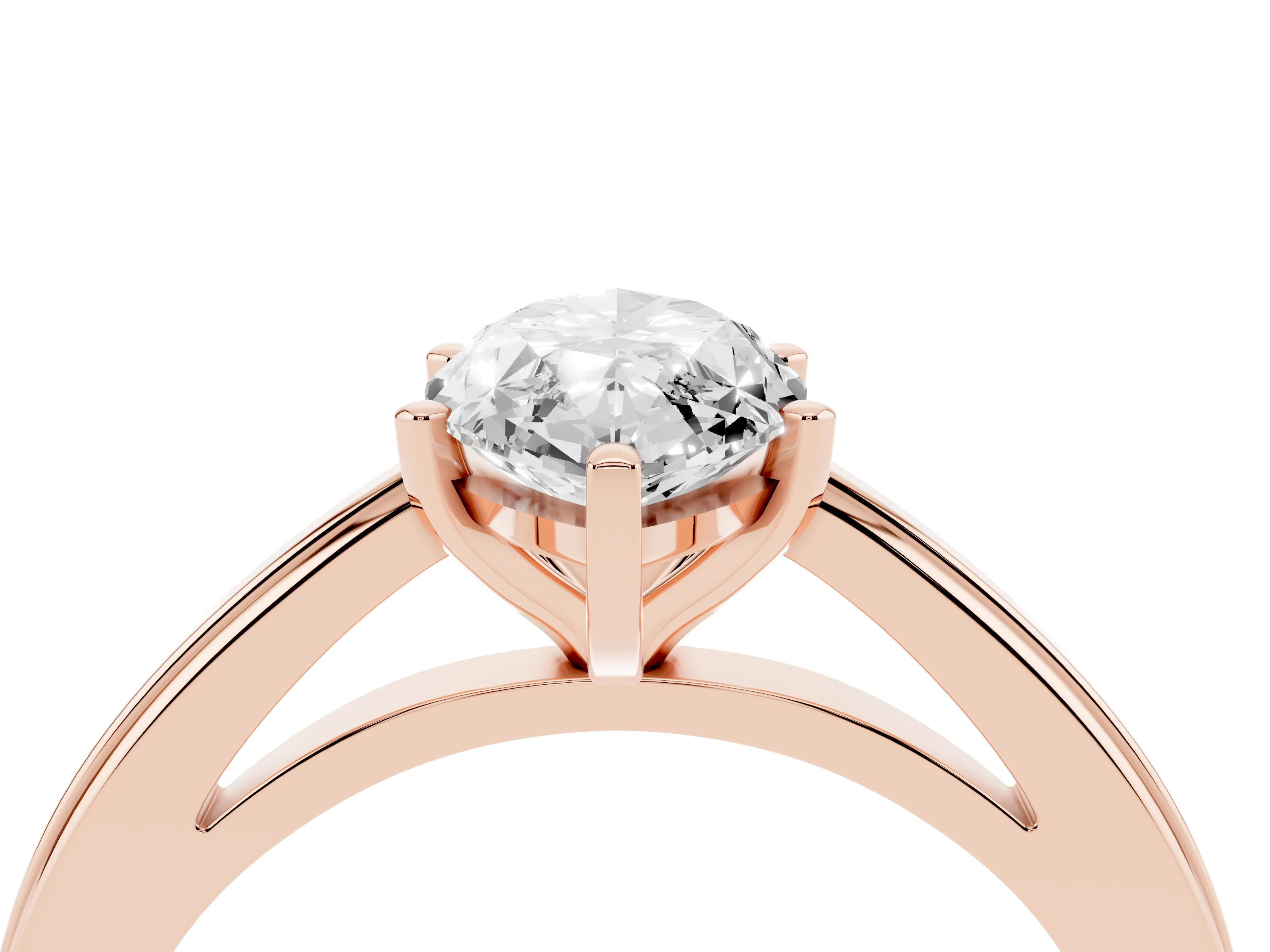 Marquise Cut Diamond Solitaire Ring Set in Rose gold with Prong Setting and Classic Band
