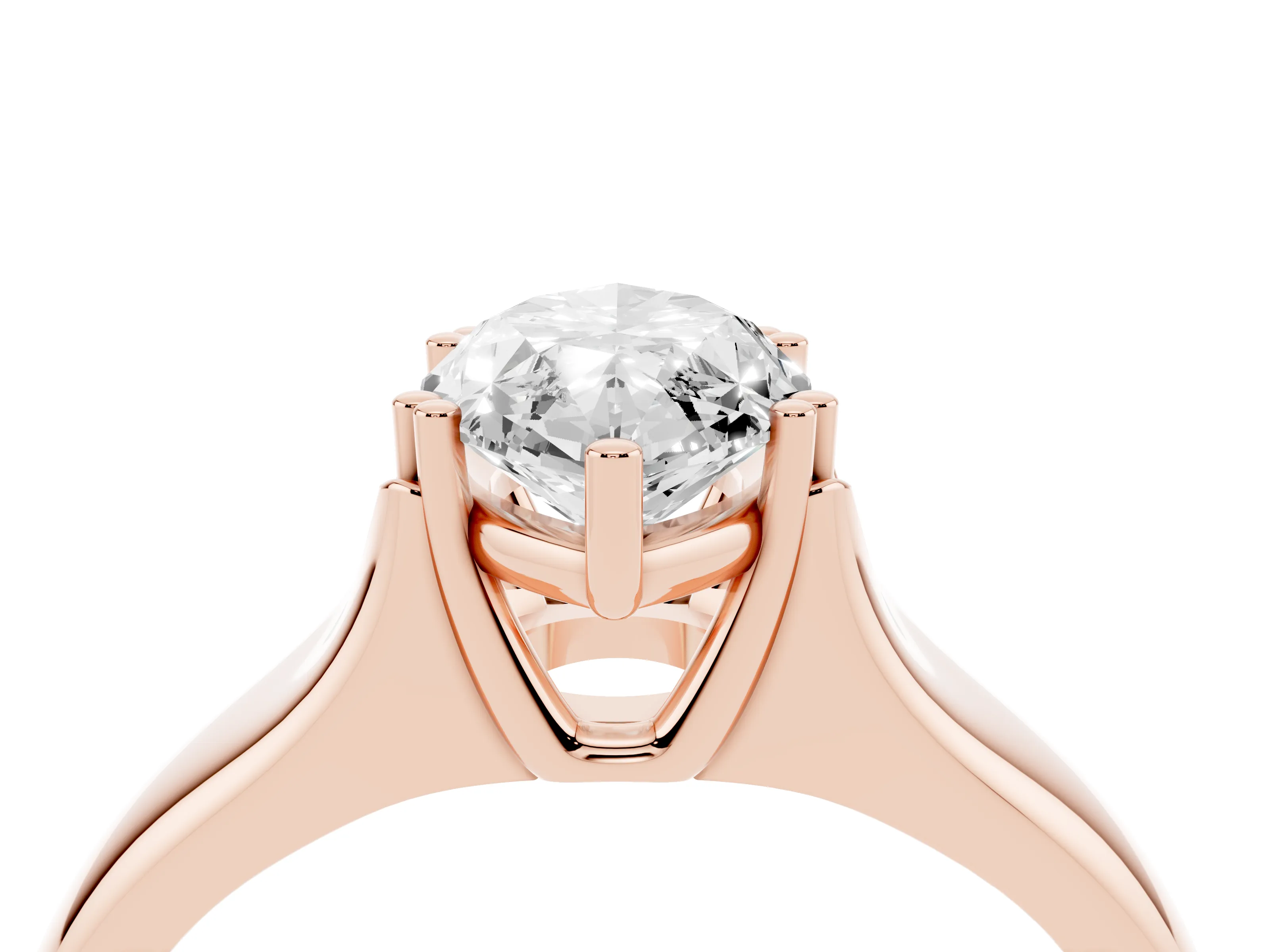 Marquise Cut Diamond Solitaire Ring Set in Rose gold with Wide Band and Prong Setting
