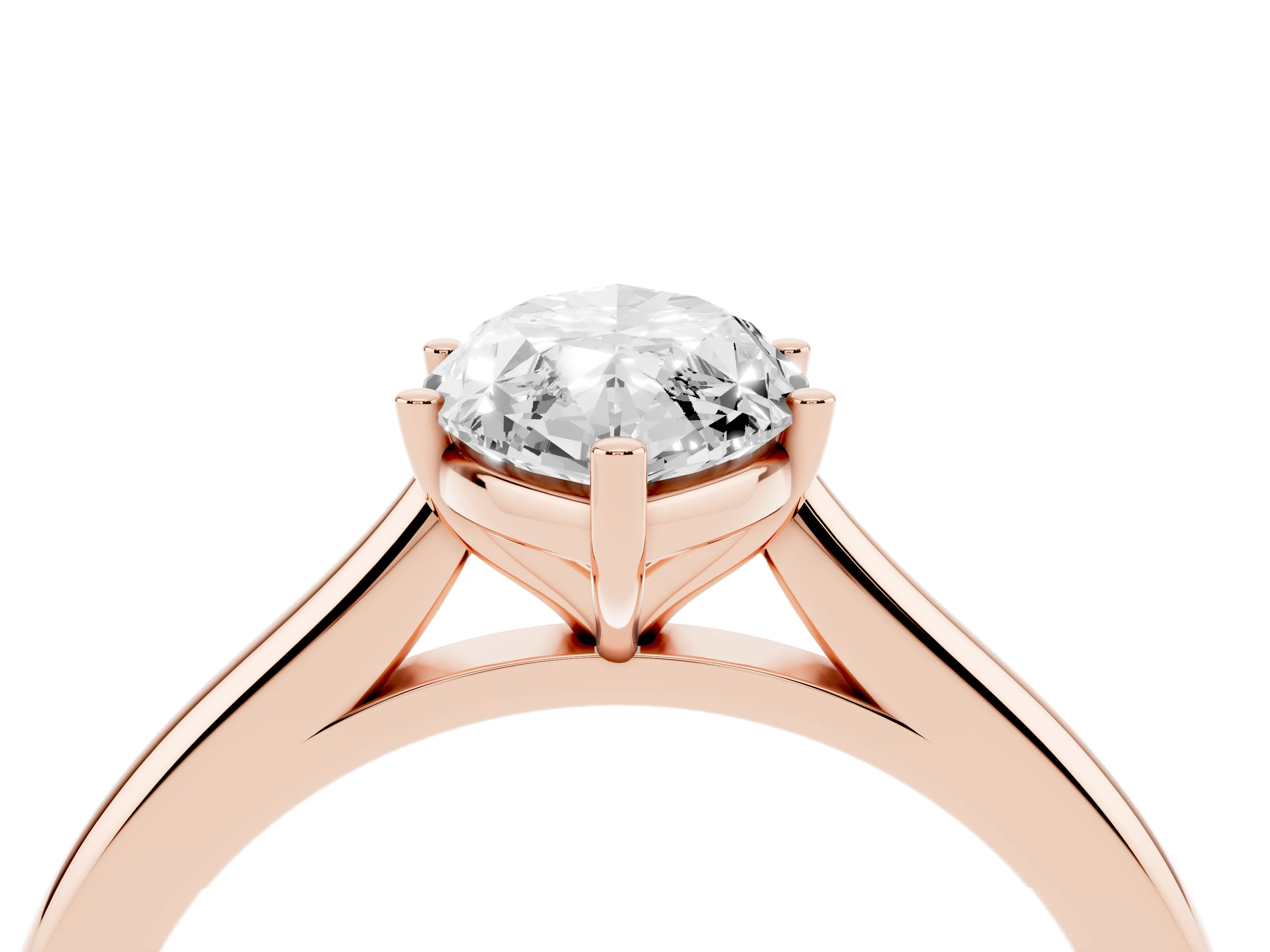 Marquise Cut Diamond Solitaire Ring Set in Rose gold with Cathedral Band and Prong Setting
