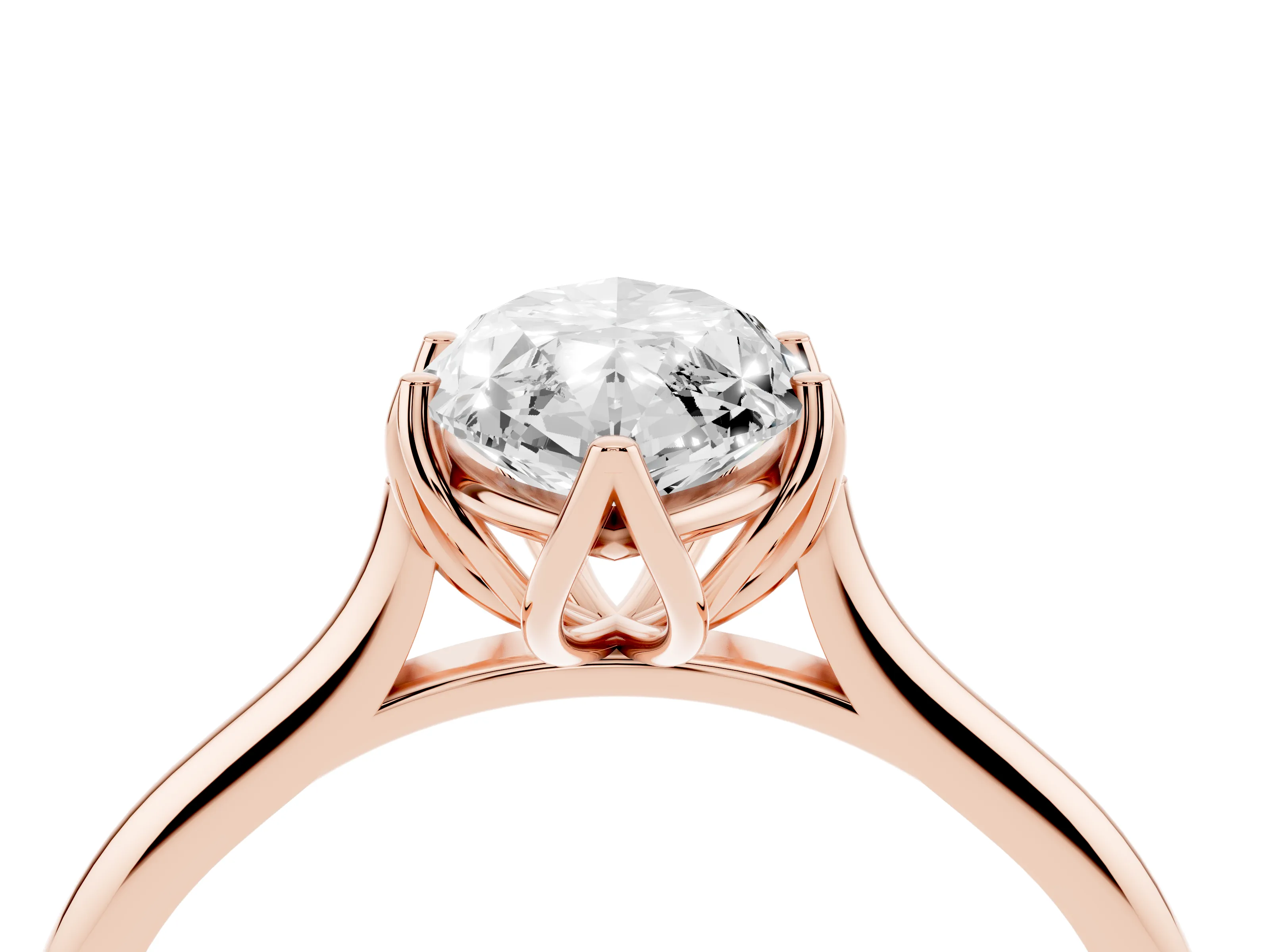 Marquise Cut Diamond Solitaire Cathedral Ring Set in Rose gold with Prong Setting