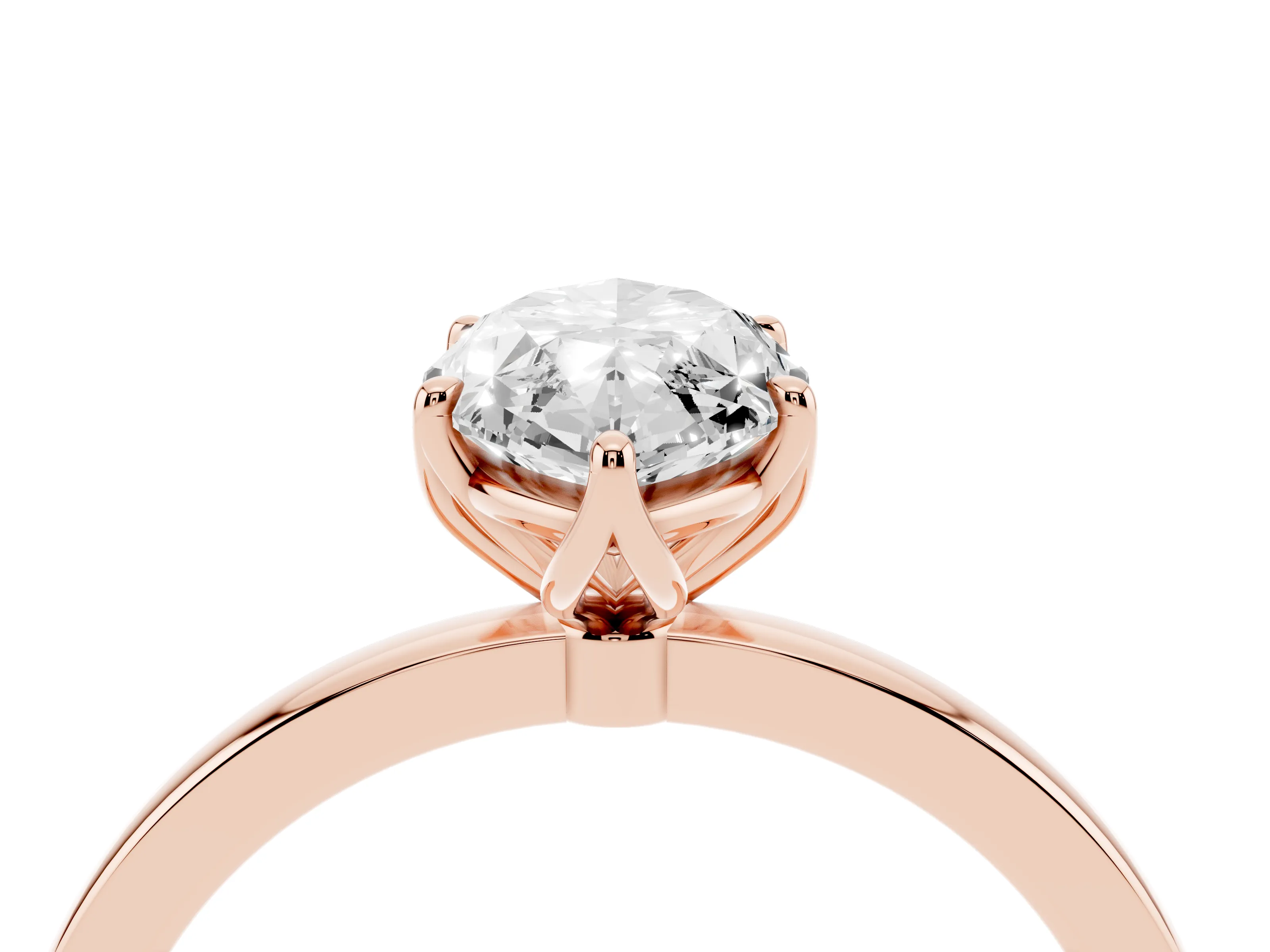 Marquise Cut Diamond Solitaire Ring Set in Rose gold with Prong Setting and Thin Polished Band