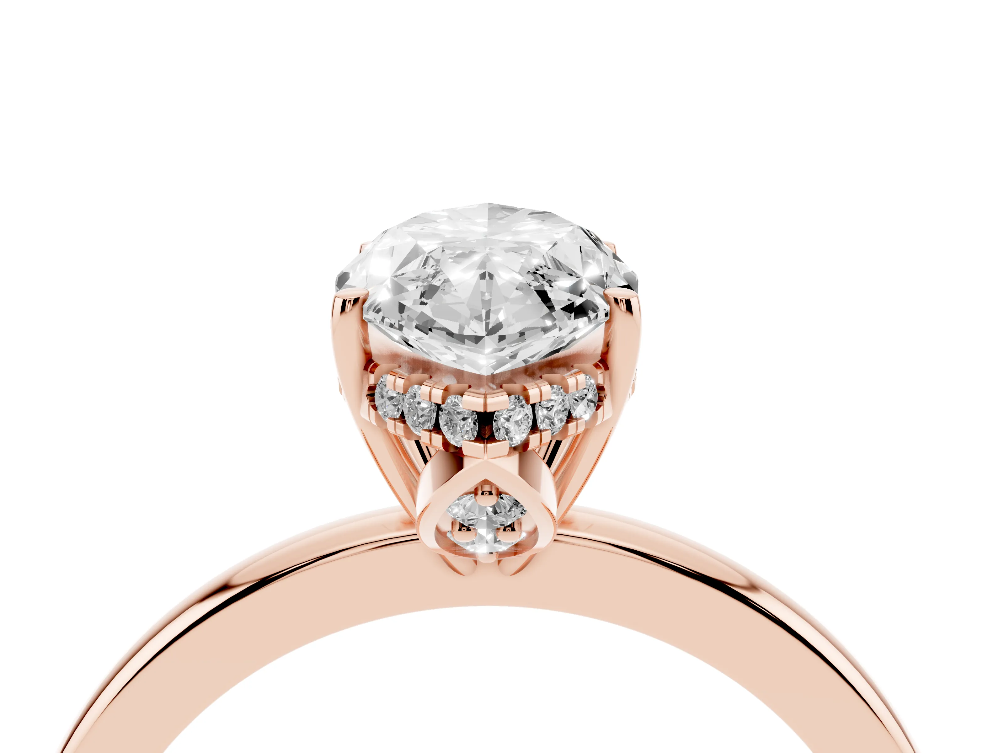 Marquise Cut Diamond Solitaire Ring Set in Rose gold with Plain Band and Prong Setting
