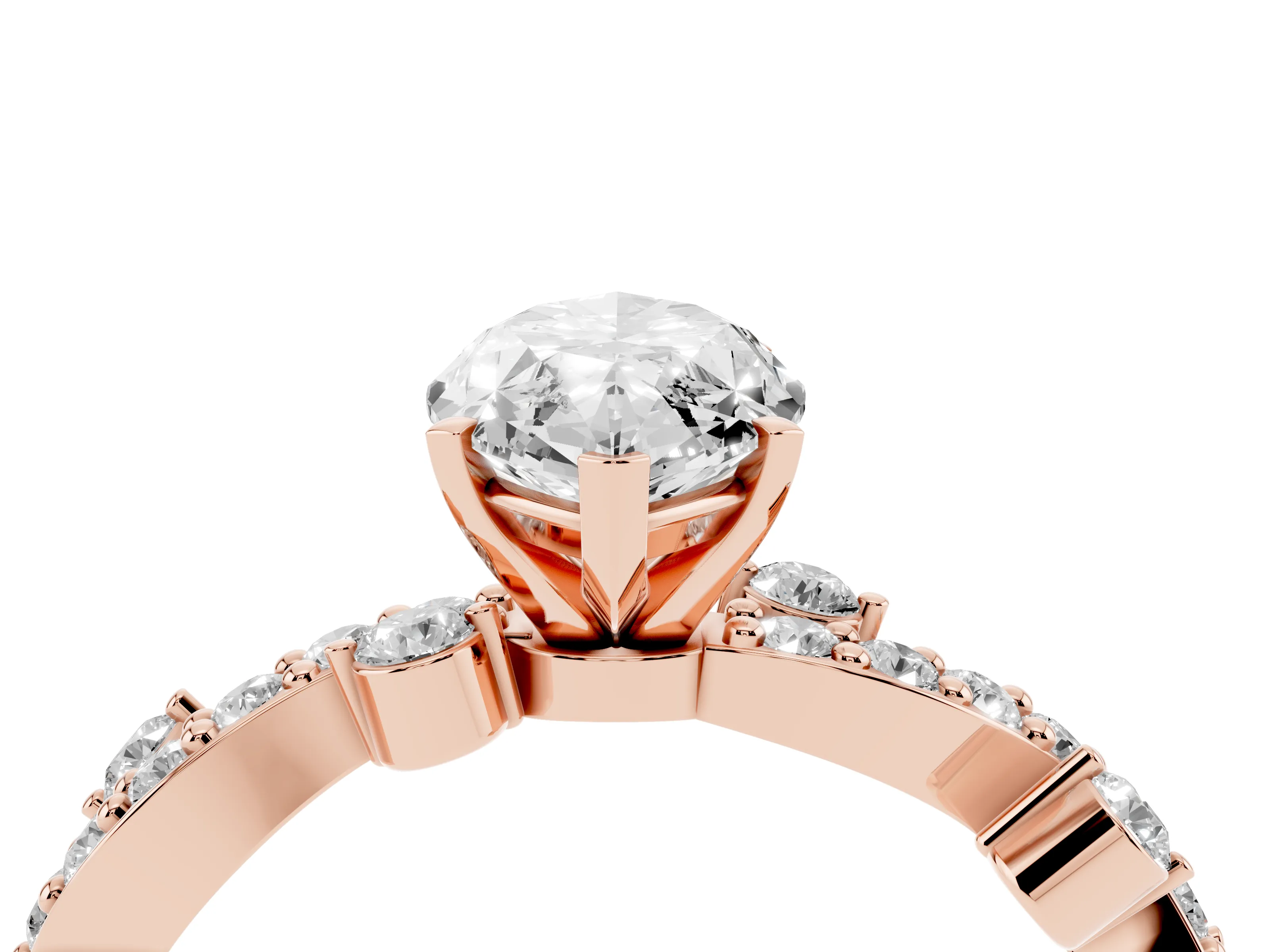 Marquise Cut Diamond Solitaire Twisted Band Set in Rose gold with Pavé Setting