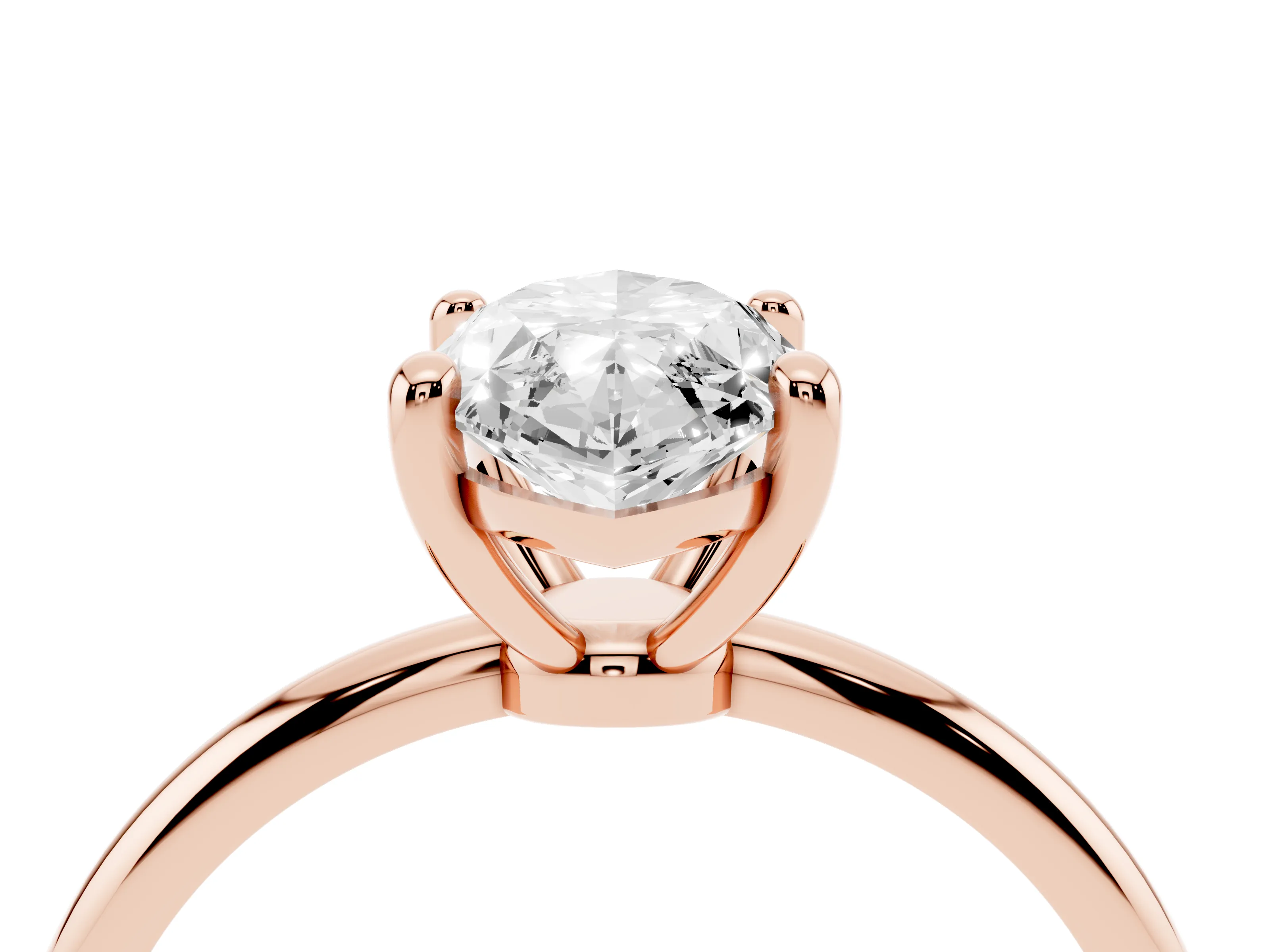 Marquise Cut Diamond Solitaire Ring Set in Rose gold with Secure Prong Setting on a Classic Band