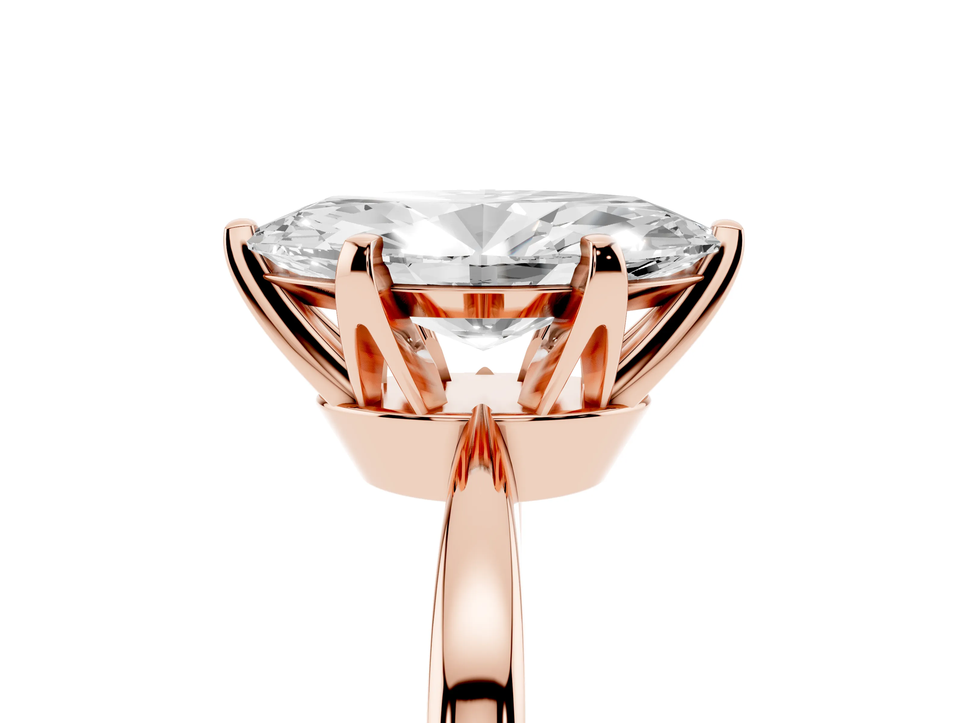 Marquise Cut Diamond Solitaire Engagement Ring Set in Rose gold with Slim Tapered Solitaire Band