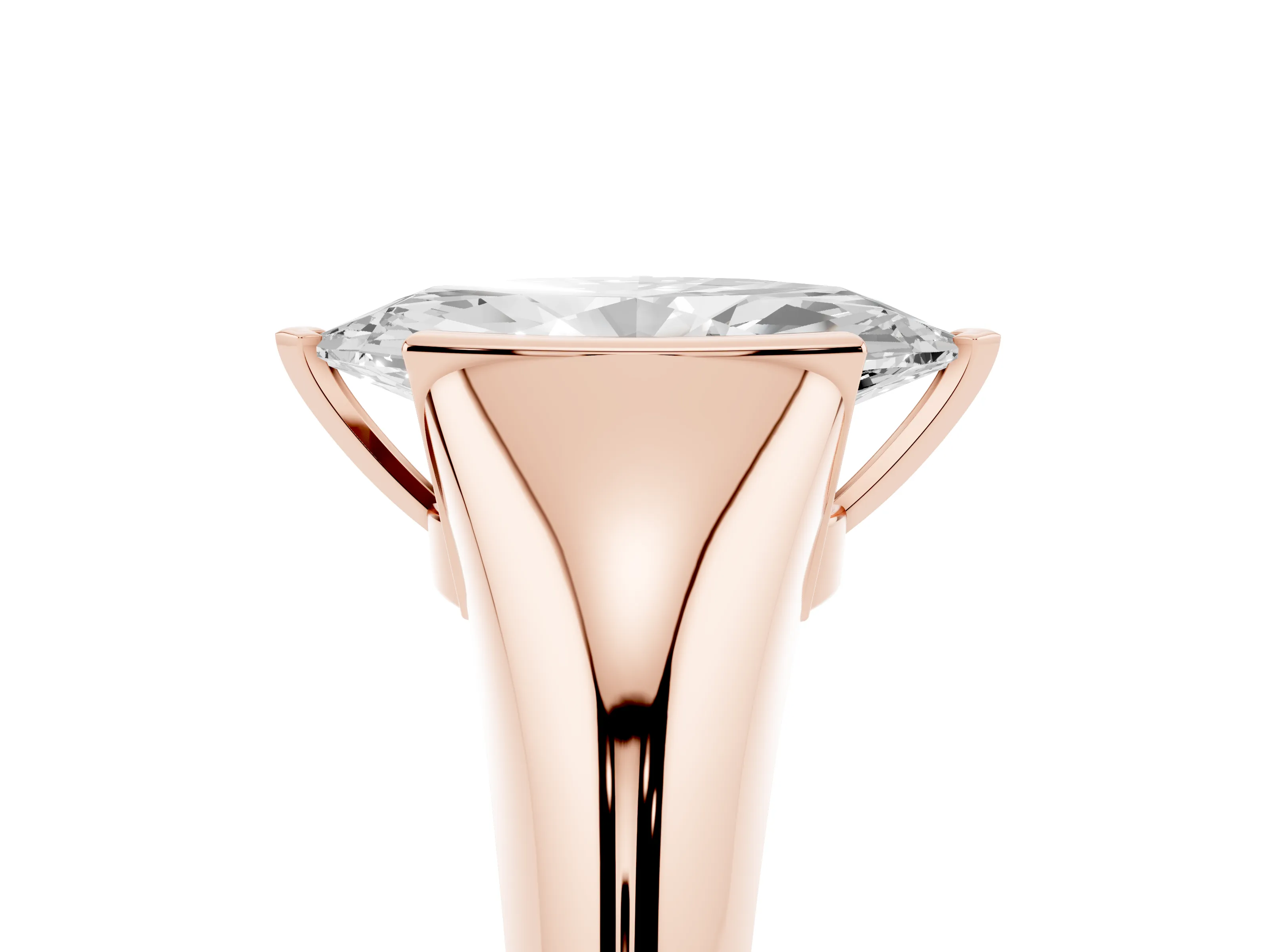 Marquise Cut Diamond Solitaire Tension Set Ring Set in Rose gold