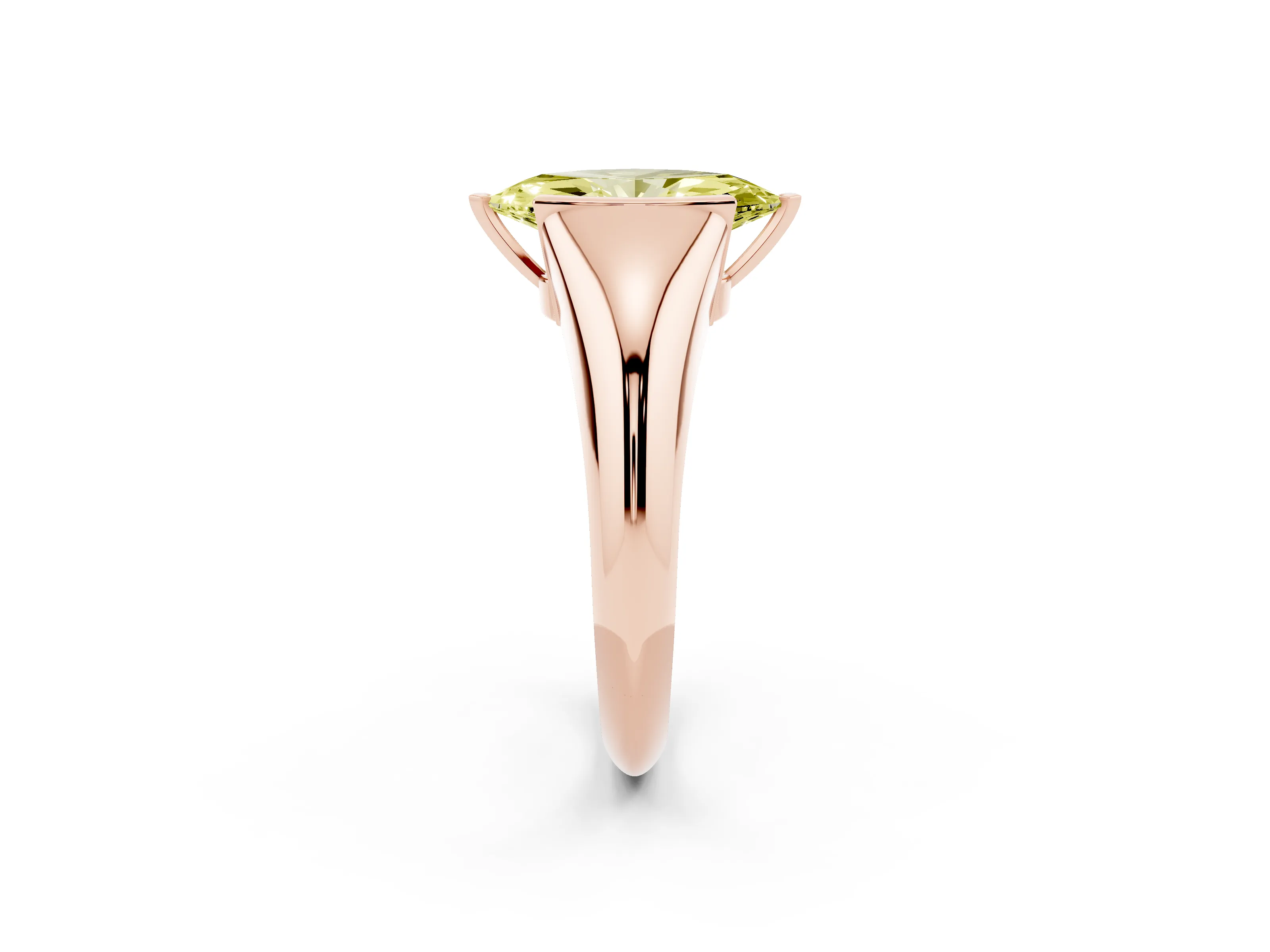Fancy Yellow Marquise Cut Diamond Solitaire Tension Set Ring Set in Rose gold