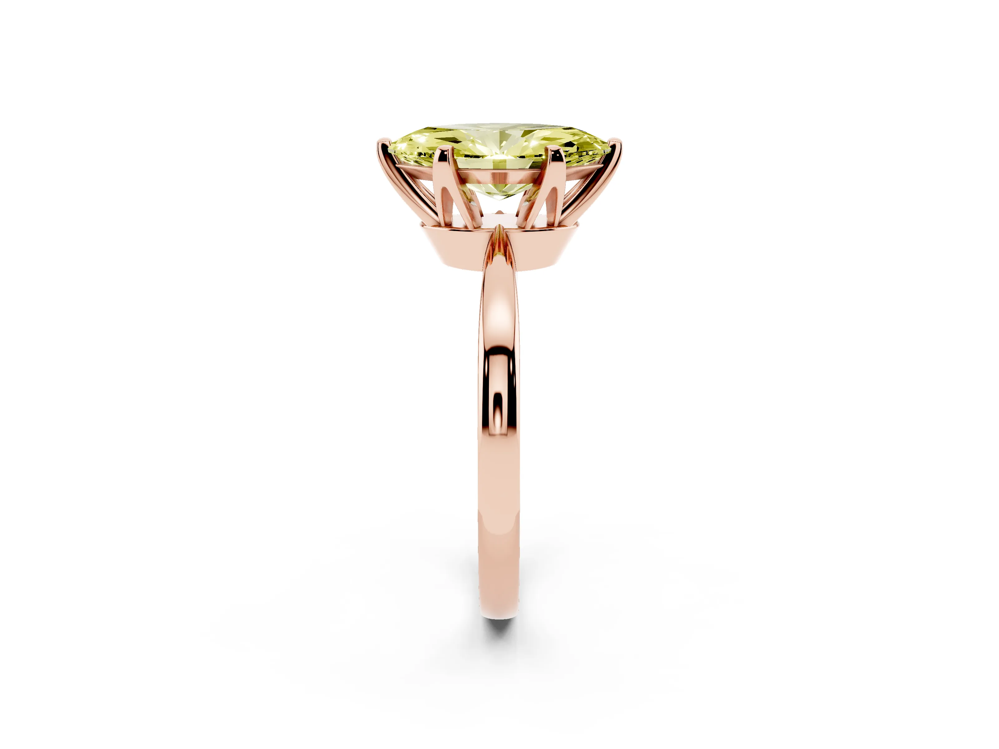 Fancy Yellow Marquise Cut Diamond Solitaire Engagement Ring Set in Rose gold with Slim Tapered Solitaire Band