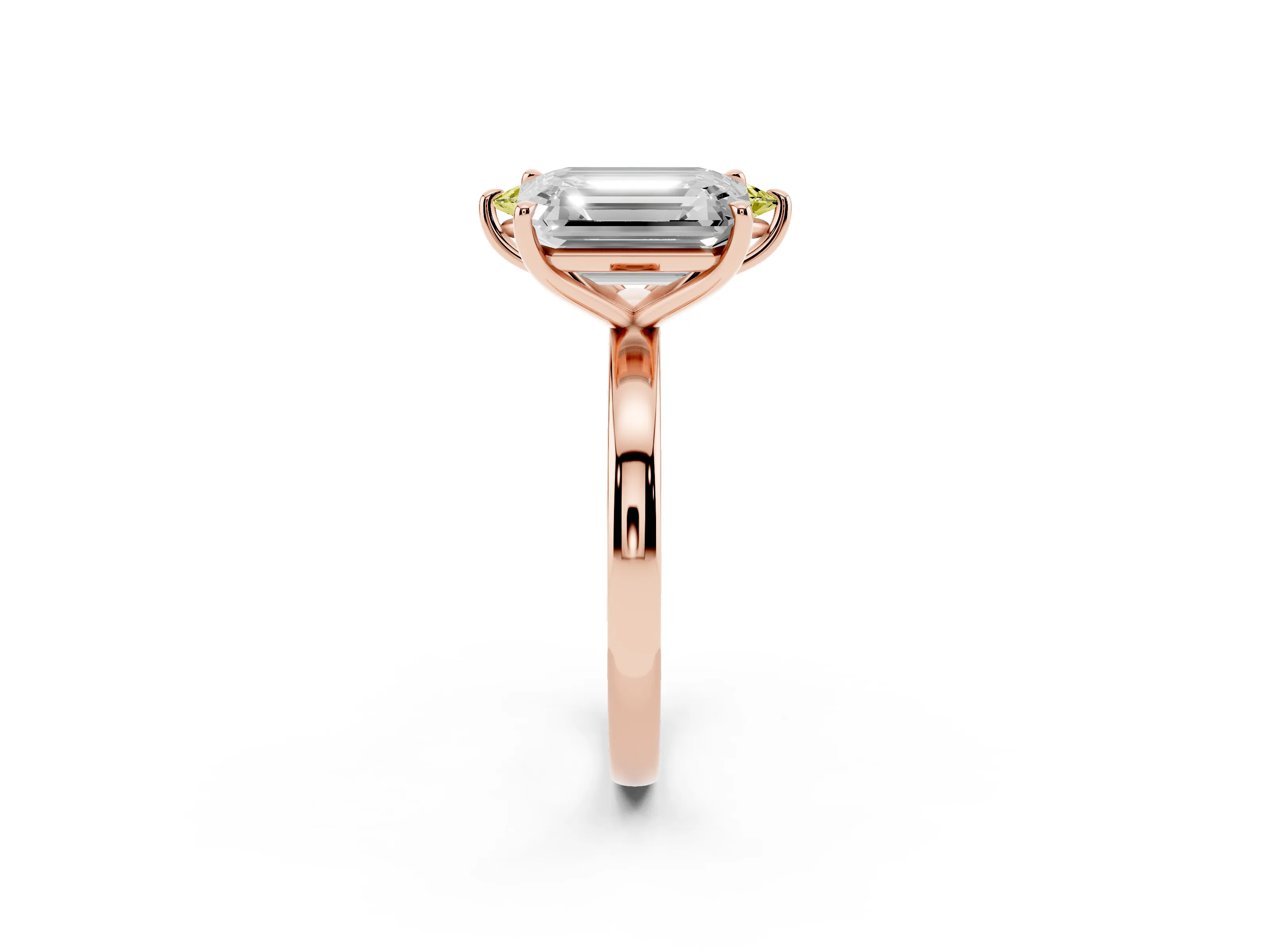 Fancy Yellow Marquise Cut and Emerald Cut Toi Moi Ring Set in Rose gold with Prong Setting