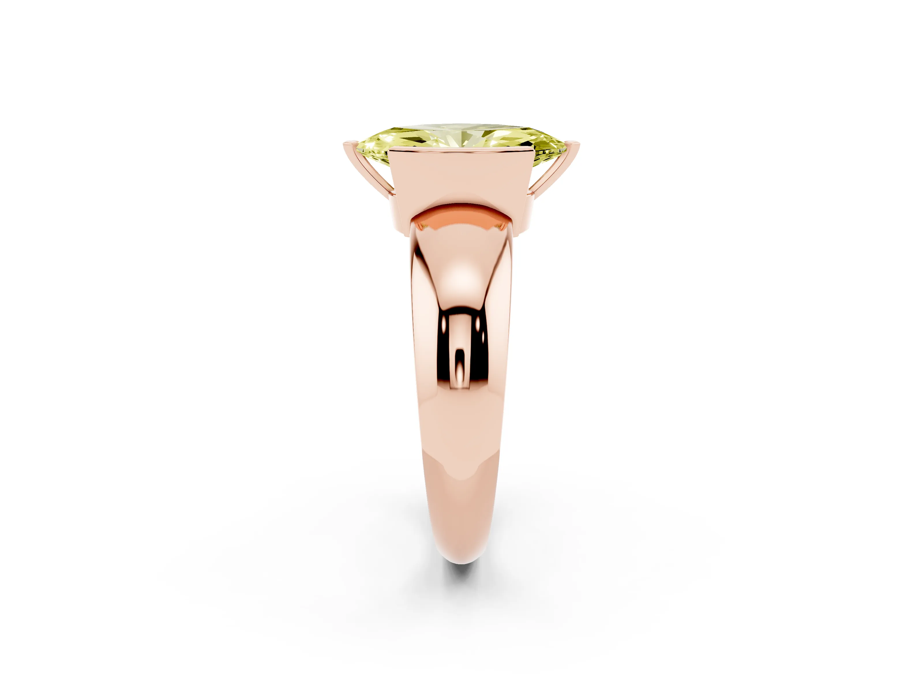 Fancy Yellow Marquise Cut Diamond Solitaire Tension Set Ring Set in Rose gold with Wide Band