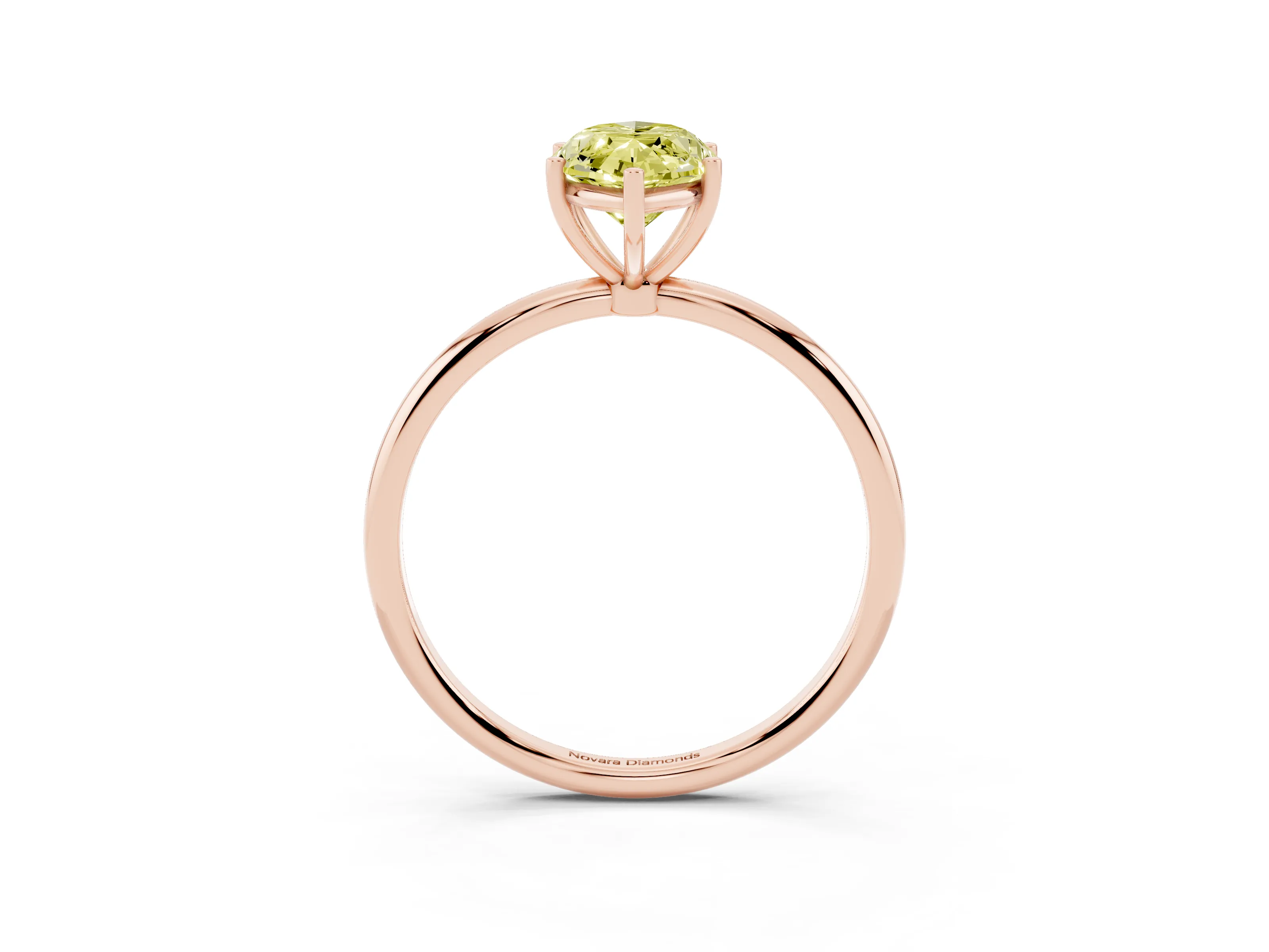 Fancy Yellow Marquise Cut Diamond Solitaire Engagement Ring Set in Rose gold with Thin Band and Prong Setting