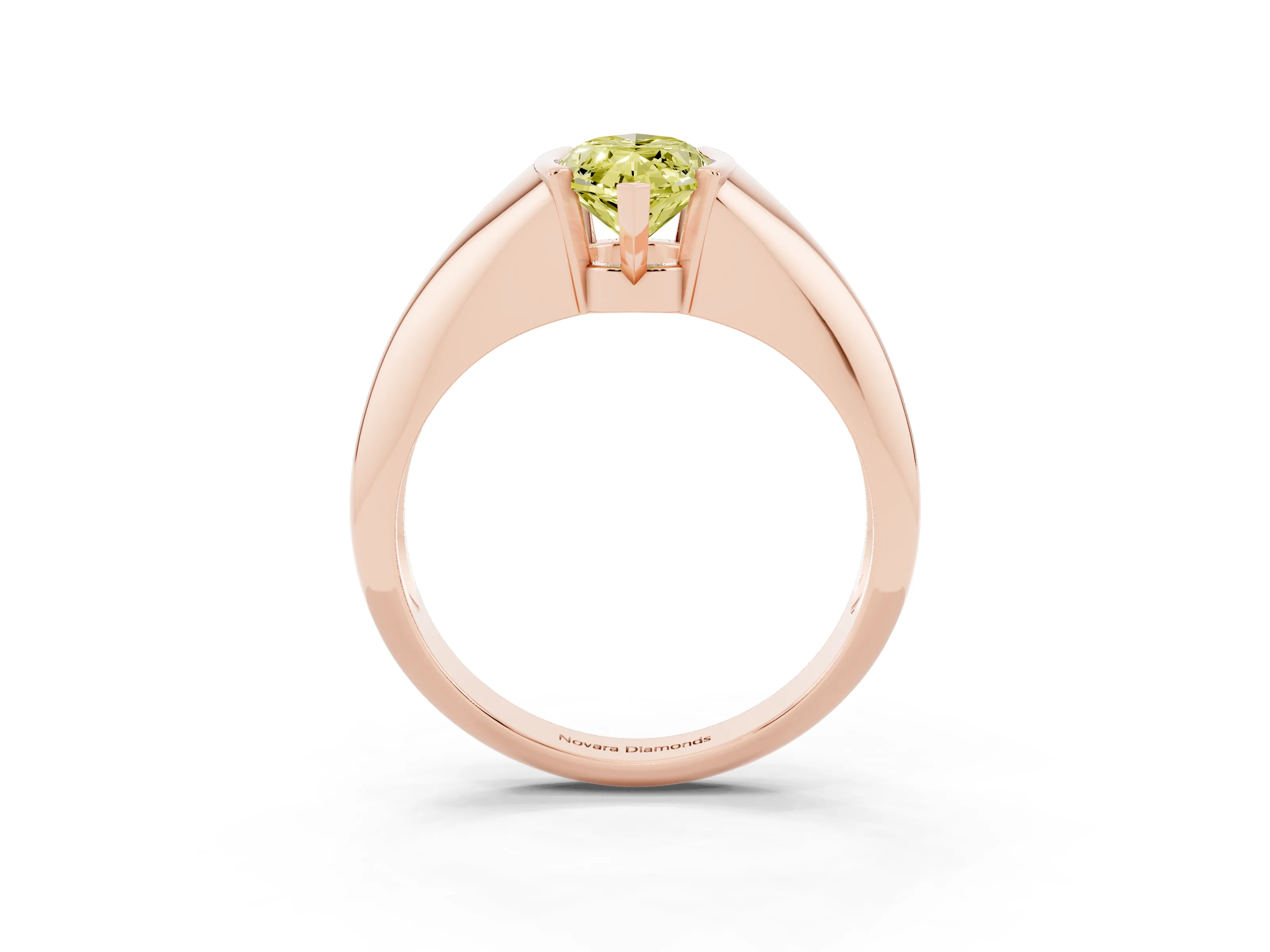 Fancy Yellow Marquise Cut Diamond Solitaire Tension Set Ring Set in Rose gold